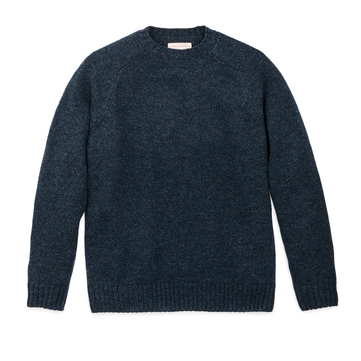 Front-facing image of the Filson Heritage 5-gauge Wool Sweater - Blue / Green Melange