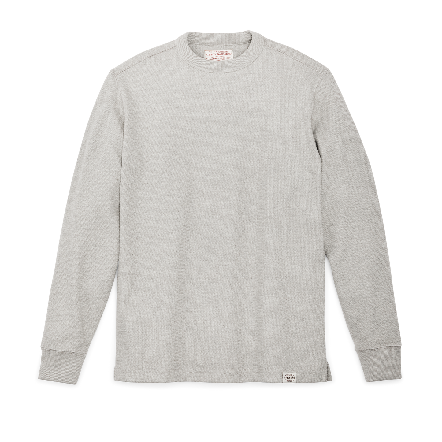 Front-facing image of the Filson Waffle Knit Thermal Crewneck - Light Heather Gray