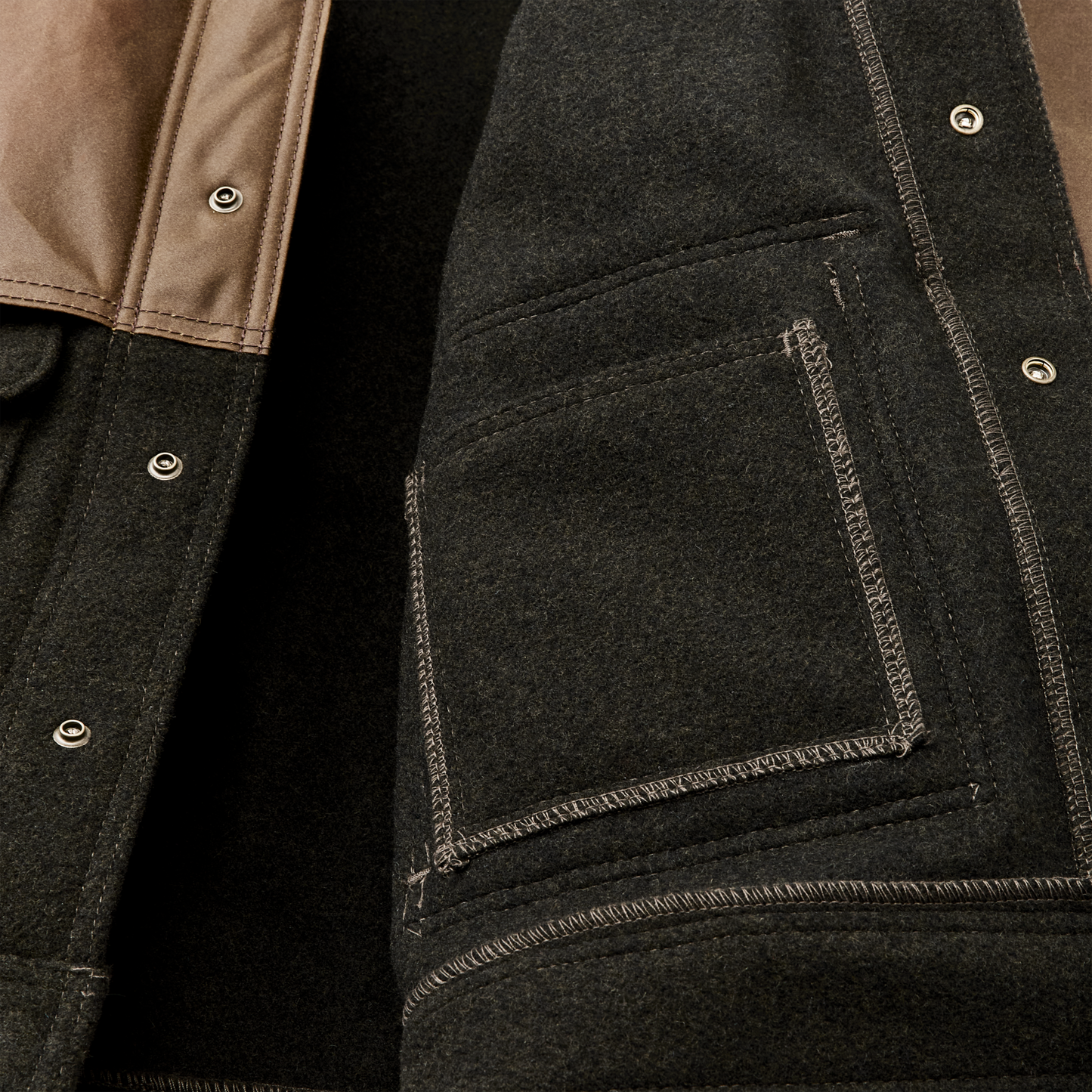 Mackinaw Wool Caped Jacket - Peat Black / Earth