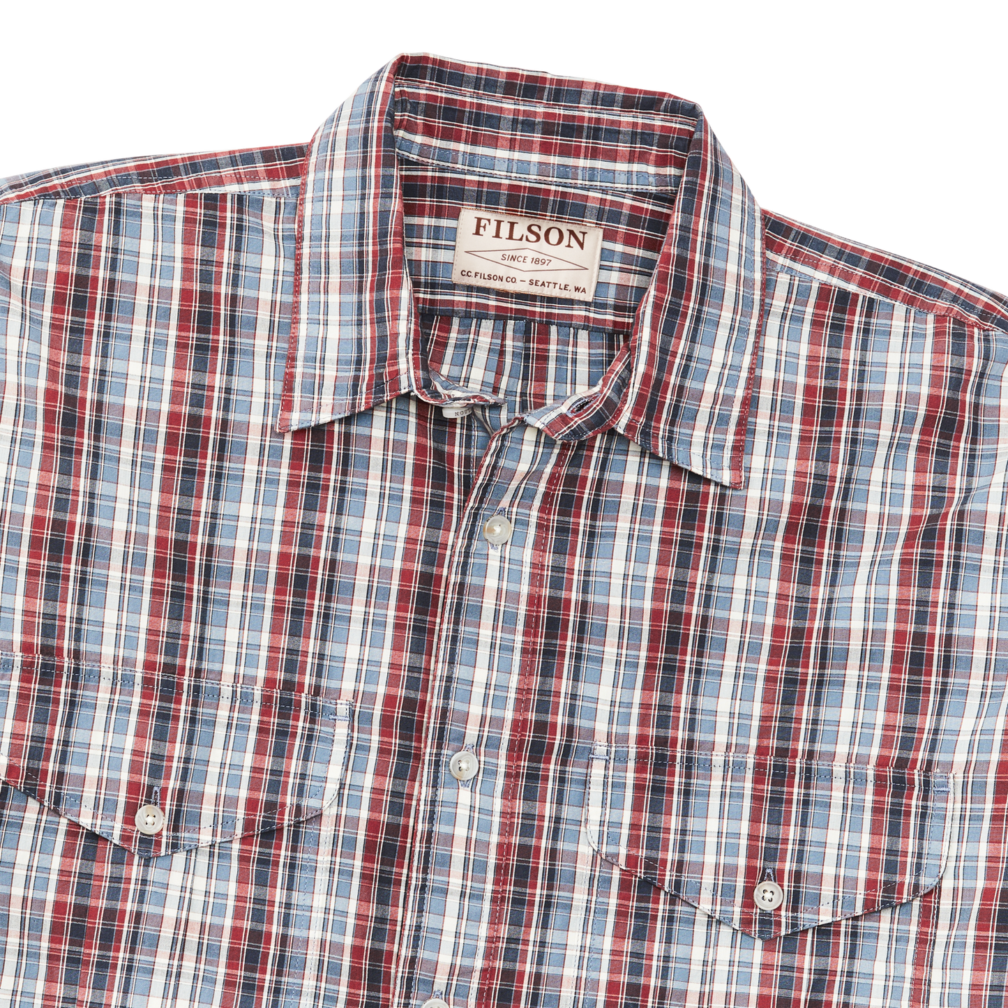 Alternate view of the Filson Filson's Washed Feather Cloth Shirt - Navy / Iron / Ivory Plaid