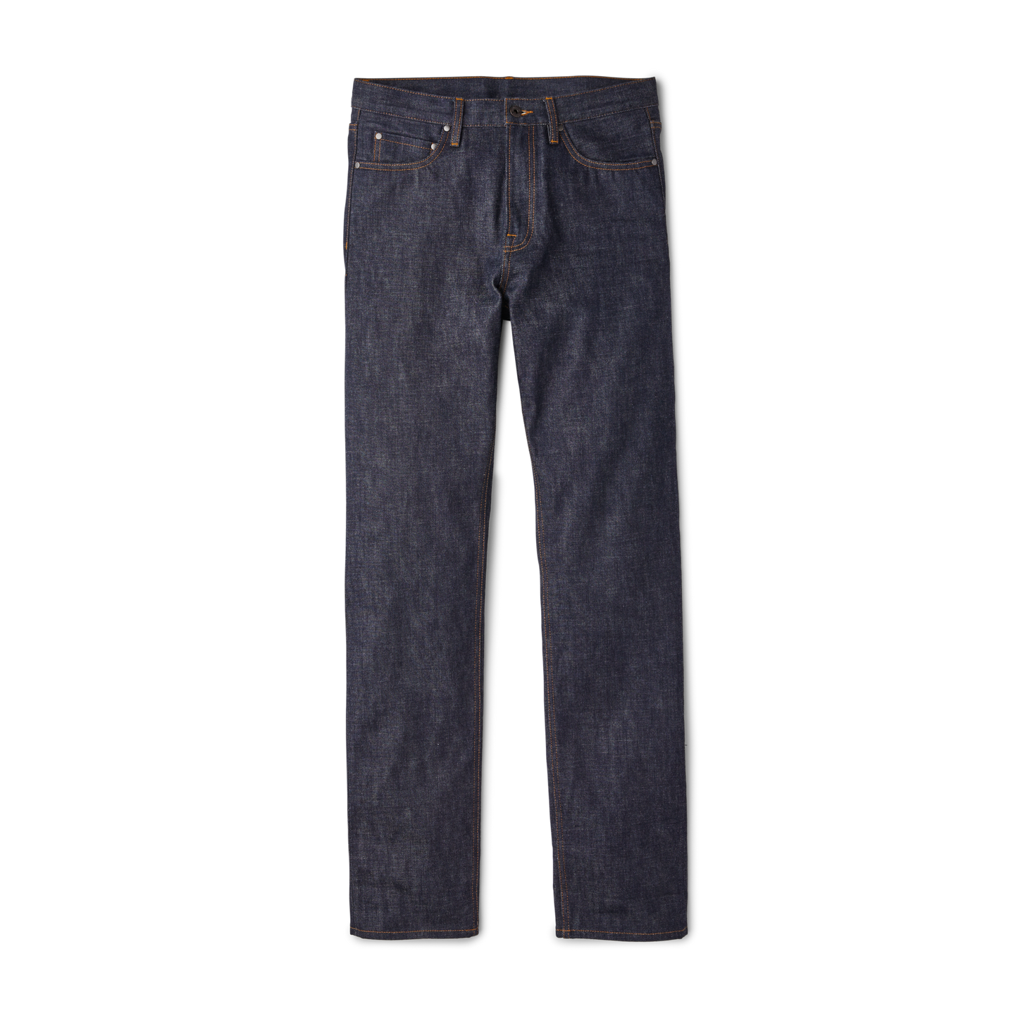 Front-facing image of the Filson Rail-splitter Selvedge Jeans - Raw Indigo