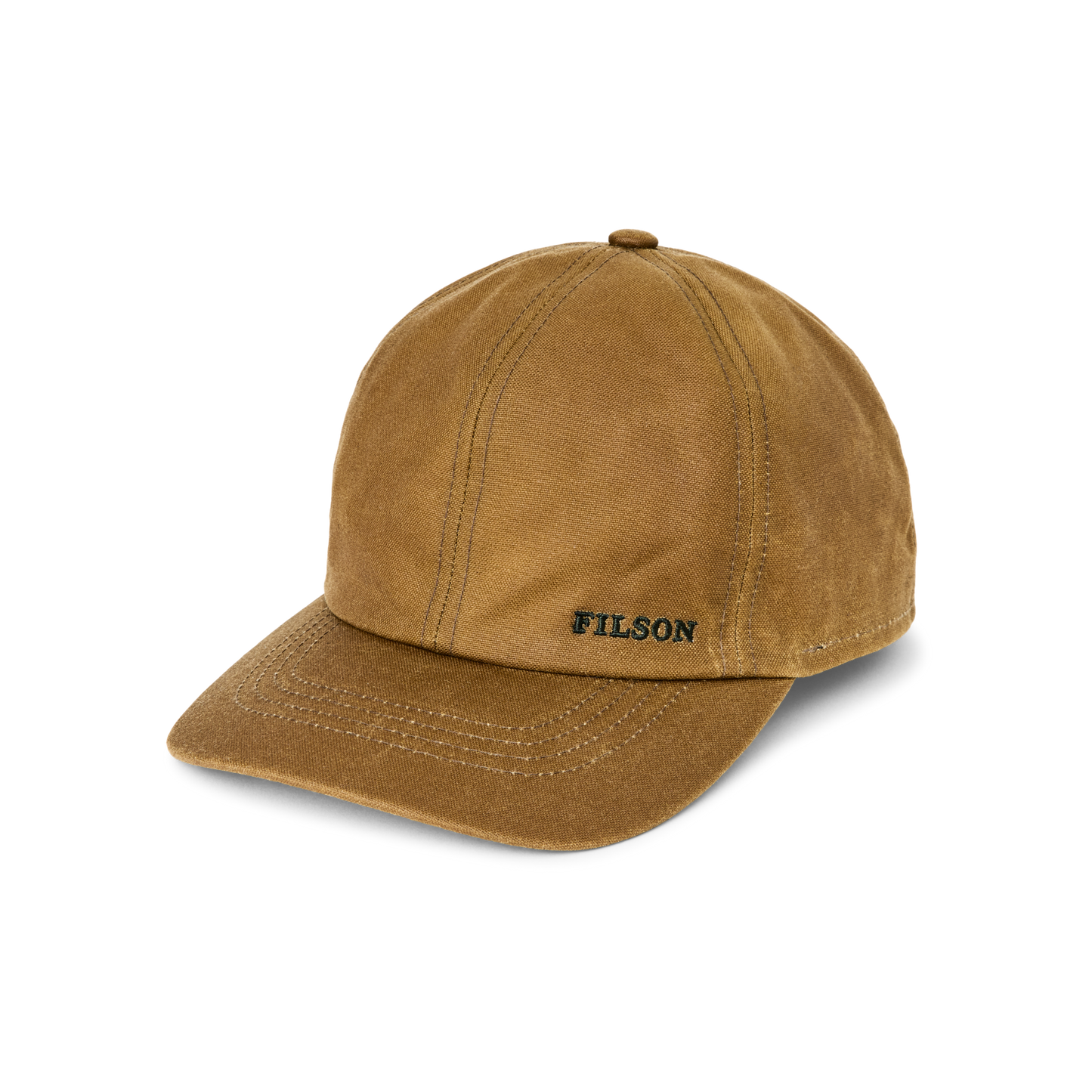 Front-facing image of the Filson Insulated Tin Cloth Cap - Dark Tan