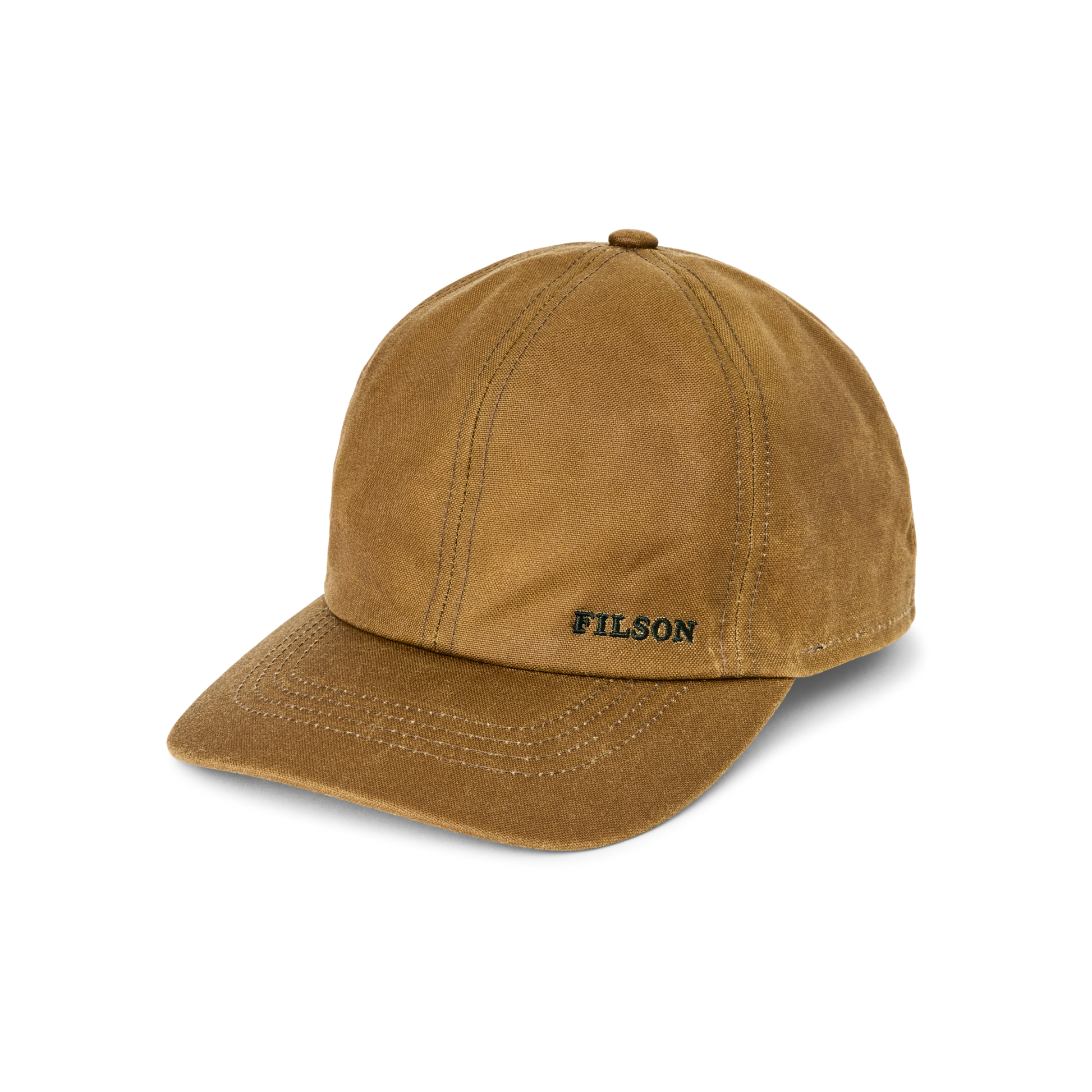 Front-facing image of the Filson Insulated Tin Cloth Cap - Dark Tan