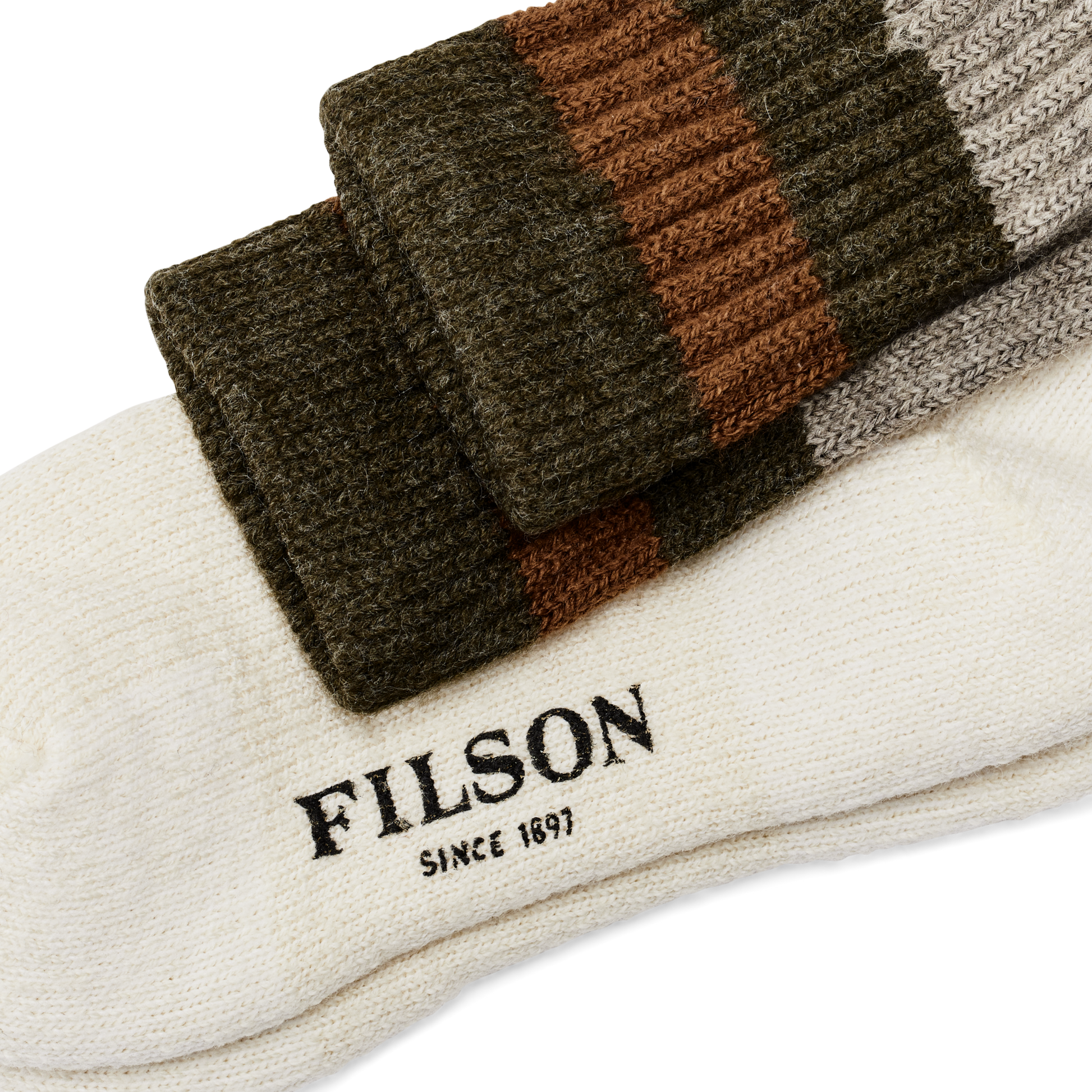 Alternate view of the Filson 1970s Logger Thermal Socks - Green Brown