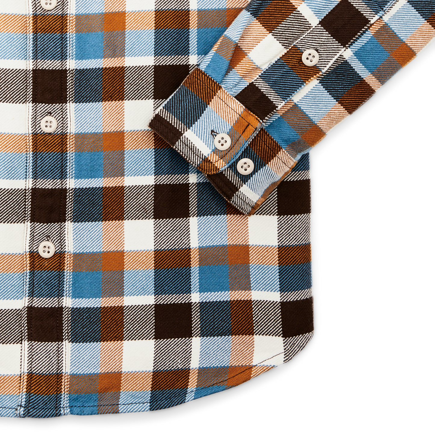 Alternate view of the Filson Vintage Flannel Work Shirt - Brown / Cream / Ochre / Blue Plaid