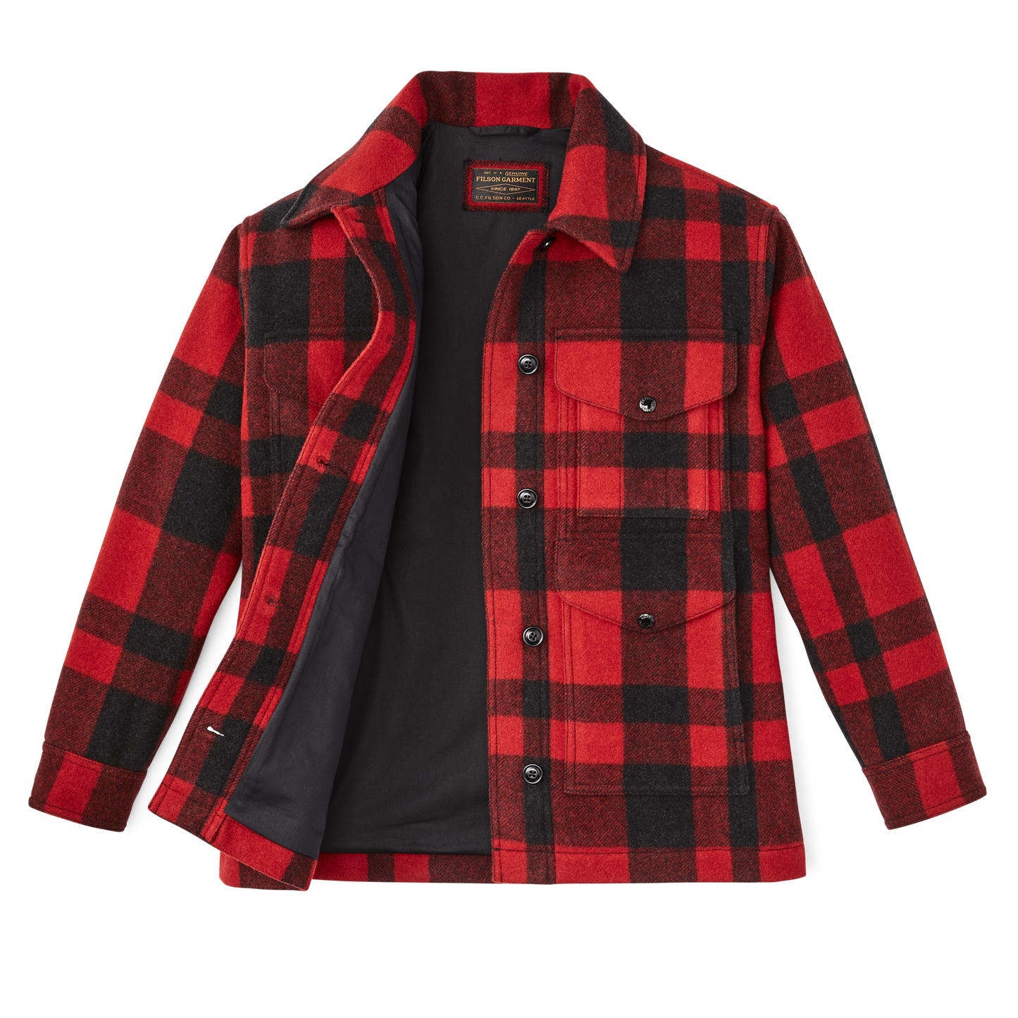 Alternate view of the Filson Women's Mackinaw Wool Cruiser Jacket - Red / Black Plaid