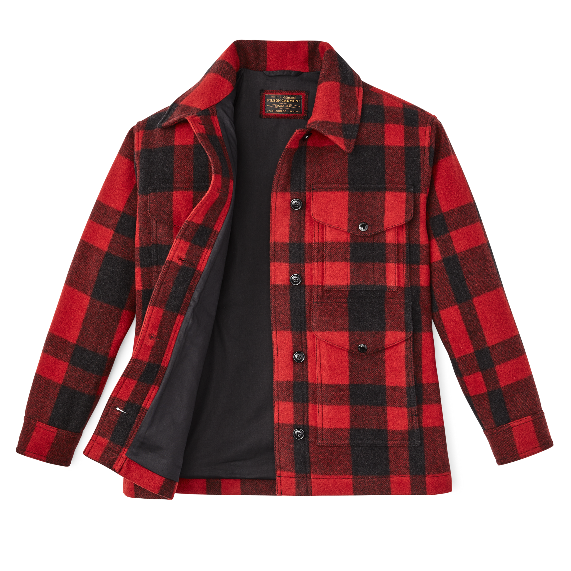 Alternate view of the Filson Women's Mackinaw Wool Cruiser Jacket - Red / Black Plaid