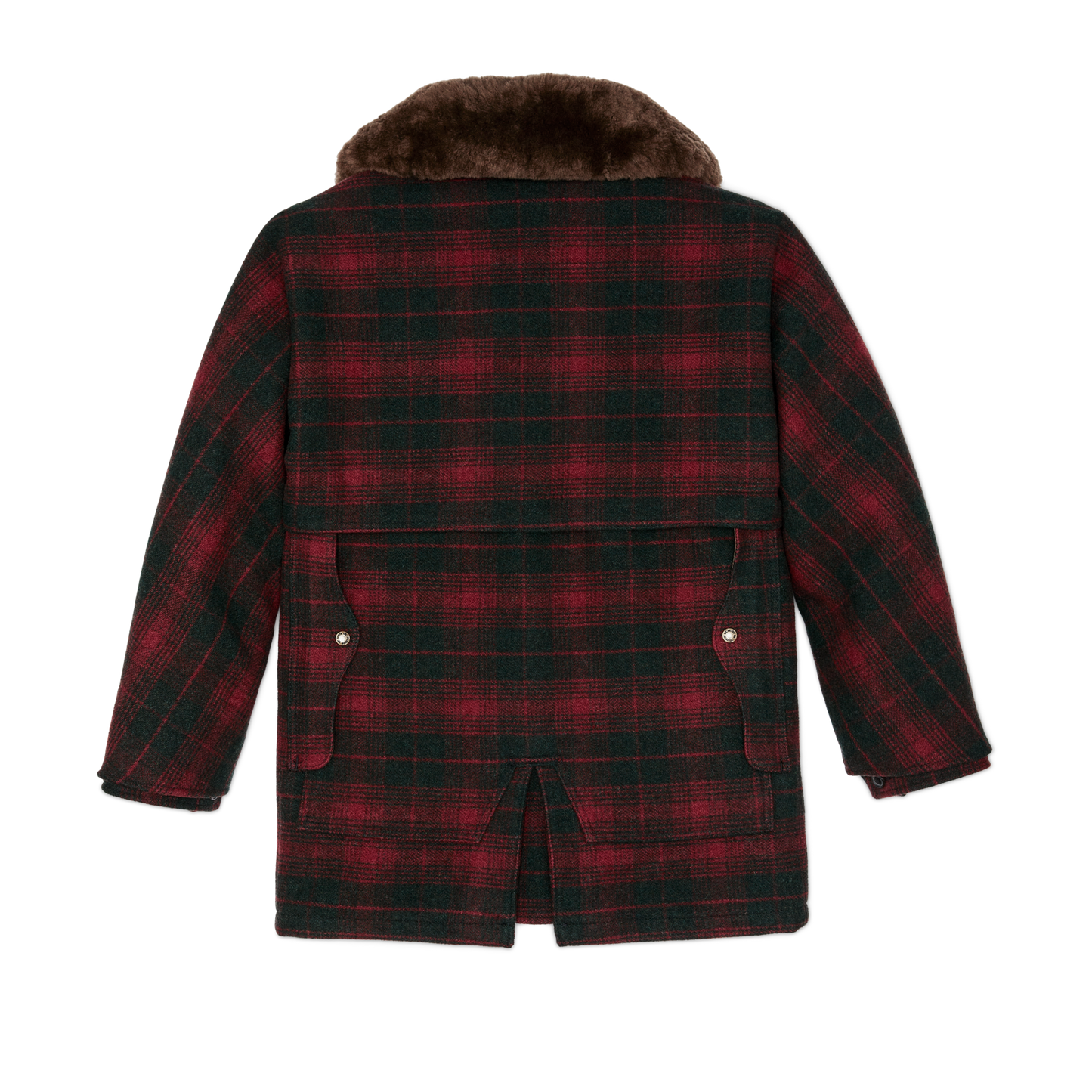 Alternate view of the Filson Lined Mackinaw Wool Packer Coat - Burgundy / Dark Olive Plaid