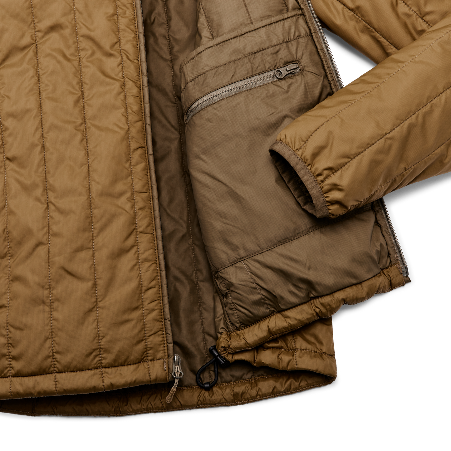 Alternate view of the Filson Ultralight Hooded Jacket - Gold Ochre / Beech