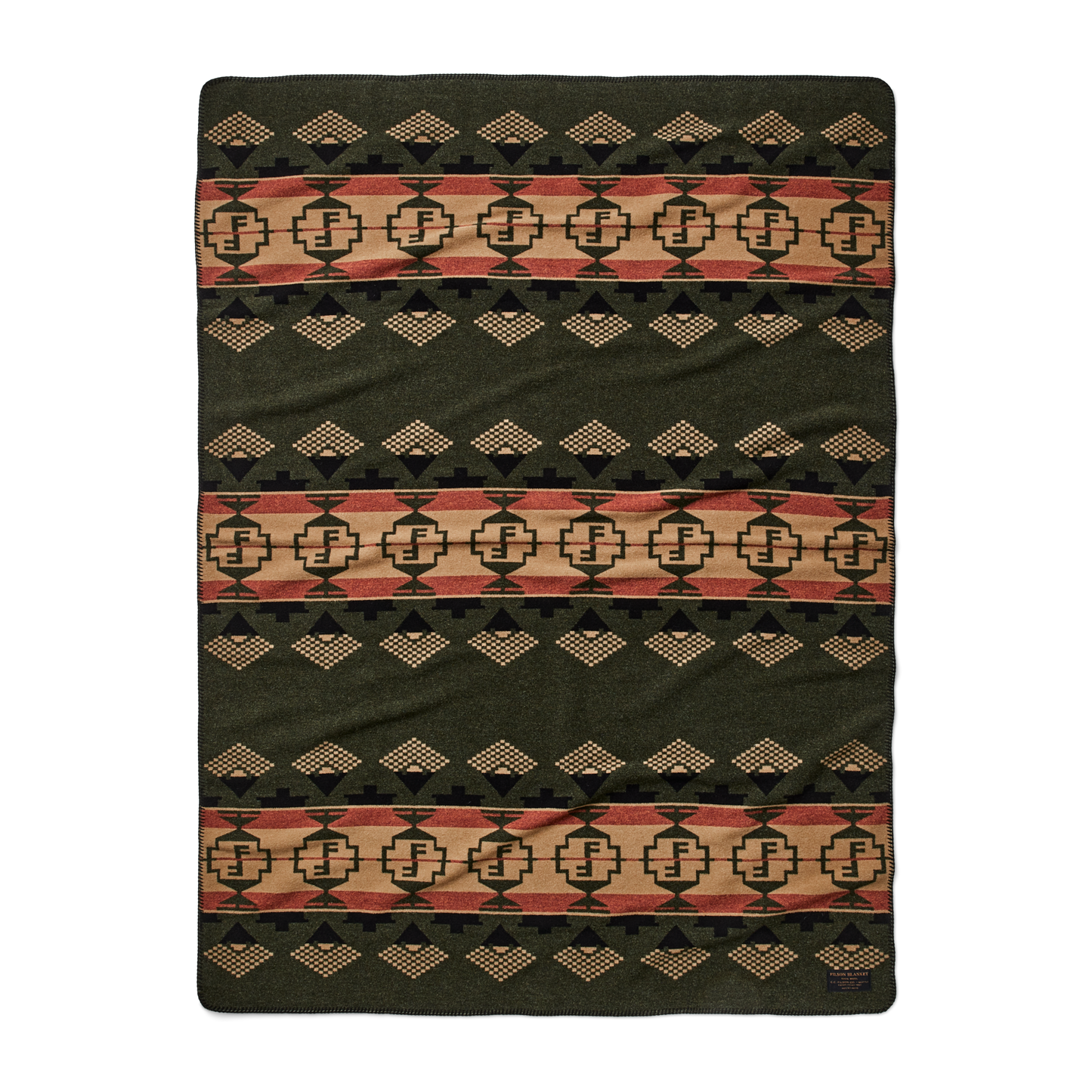 Front-facing image of the Filson Filson Forestry Wool Blanket - Dark Timber / Tan Multi