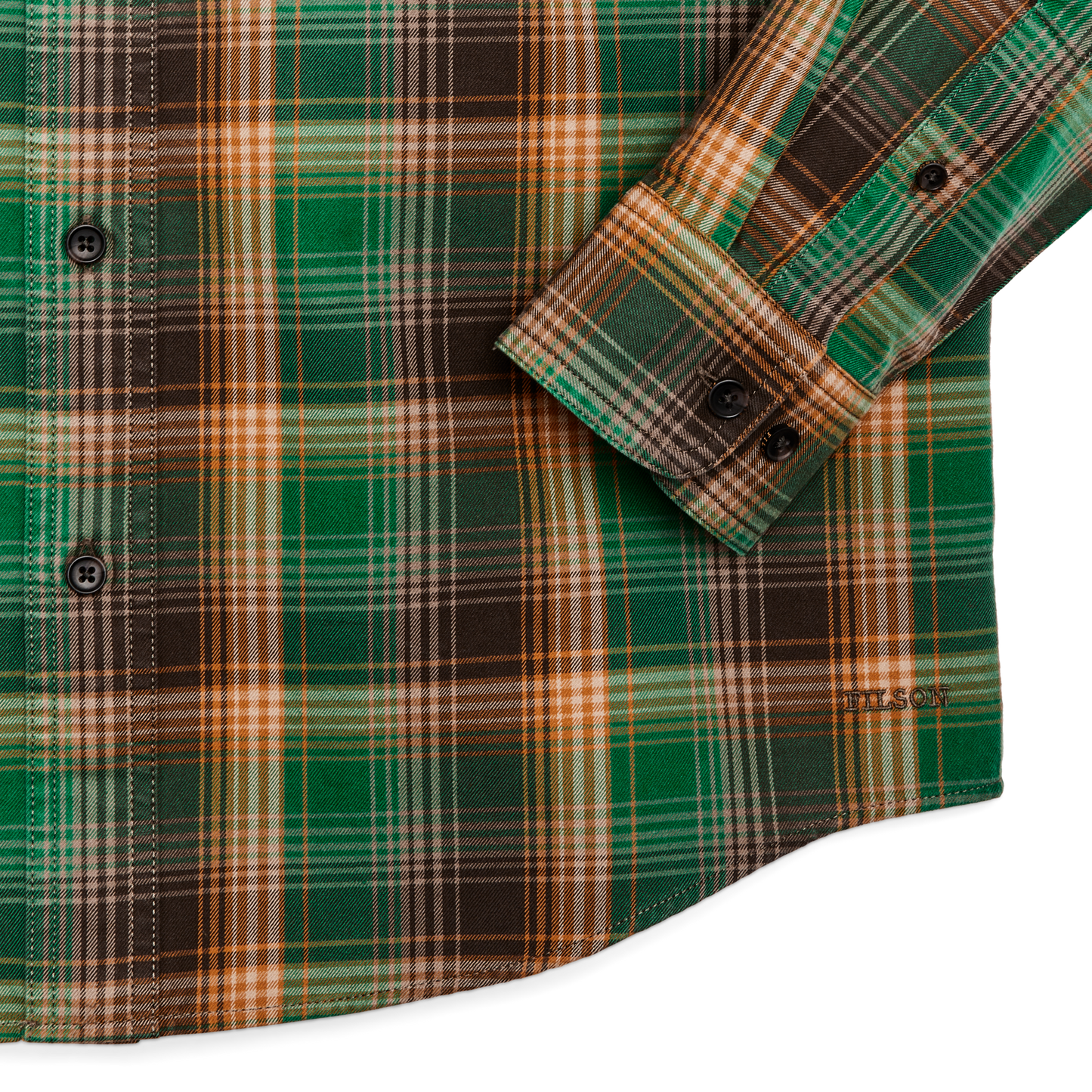 Alternate view of the Filson Lightweight Alaskan Guide Shirt - Yellow / Green / Gray Plaid