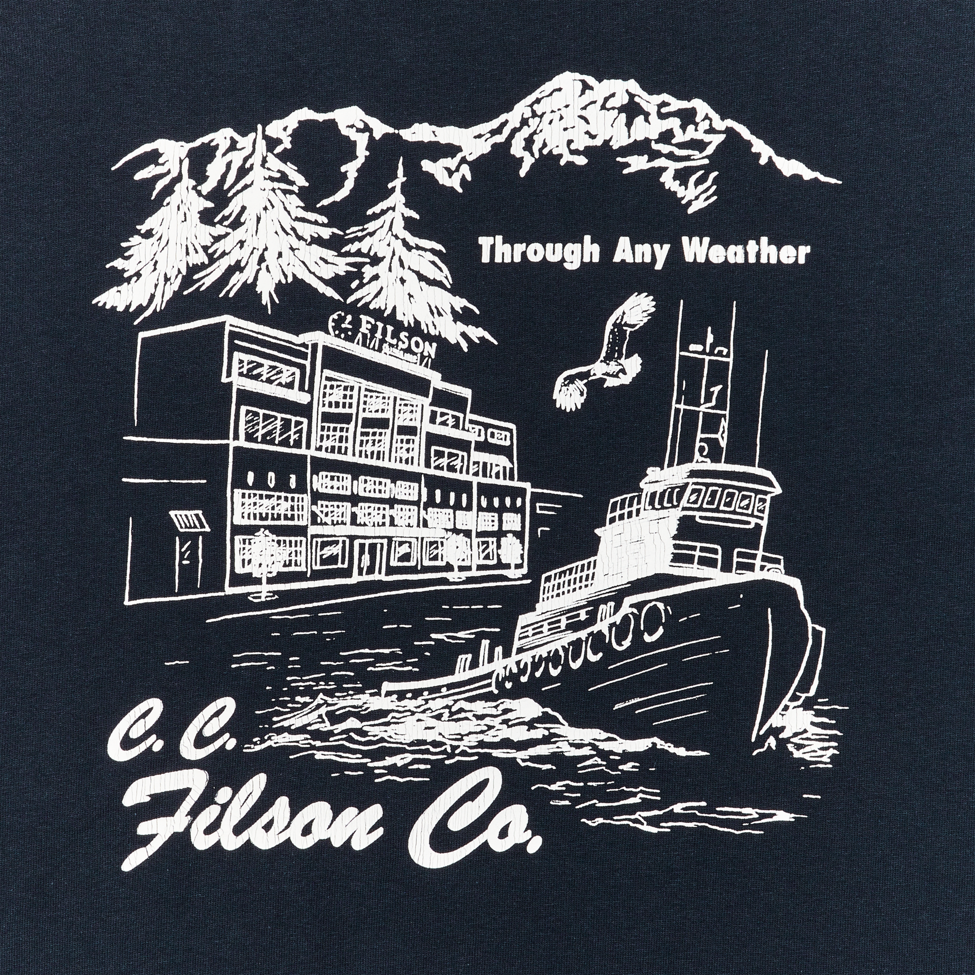 Alternate view of the Filson Long Sleeve Frontier Graphic T-shirt - Navy / Northwest