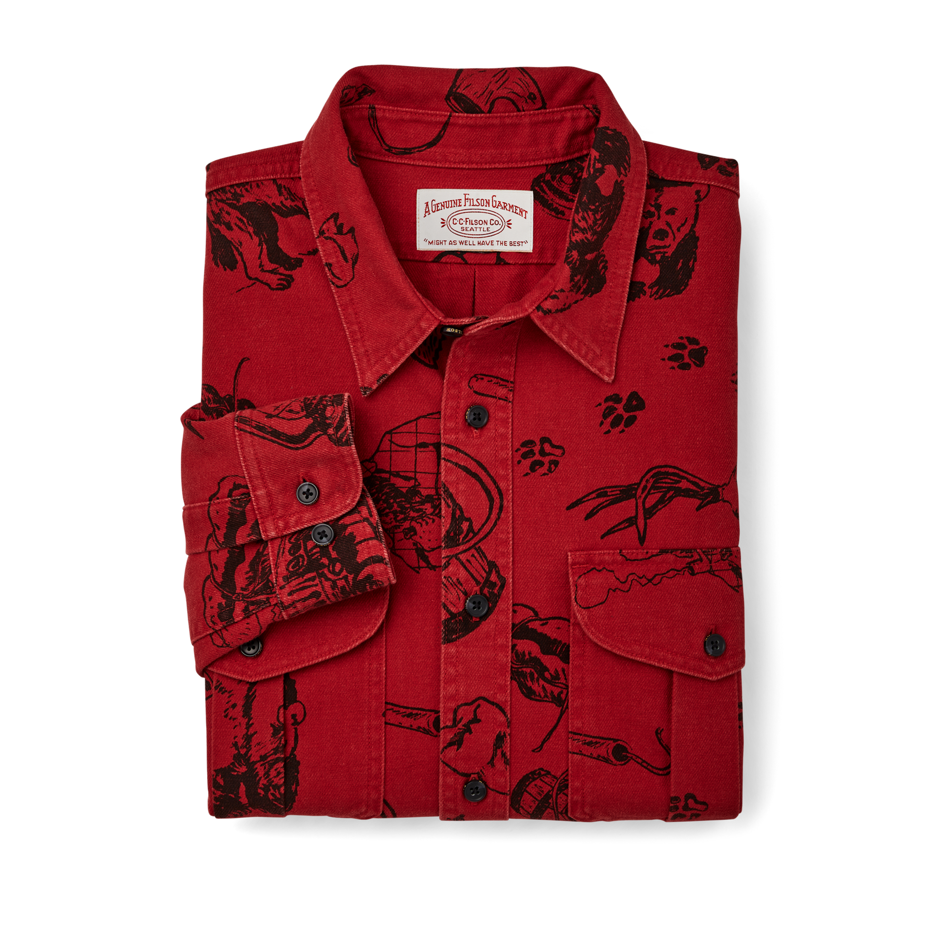 Alternate view of the Filson Vintage Wash Alaskan Guide Shirt - Freddy Cats - Yukon Route Print