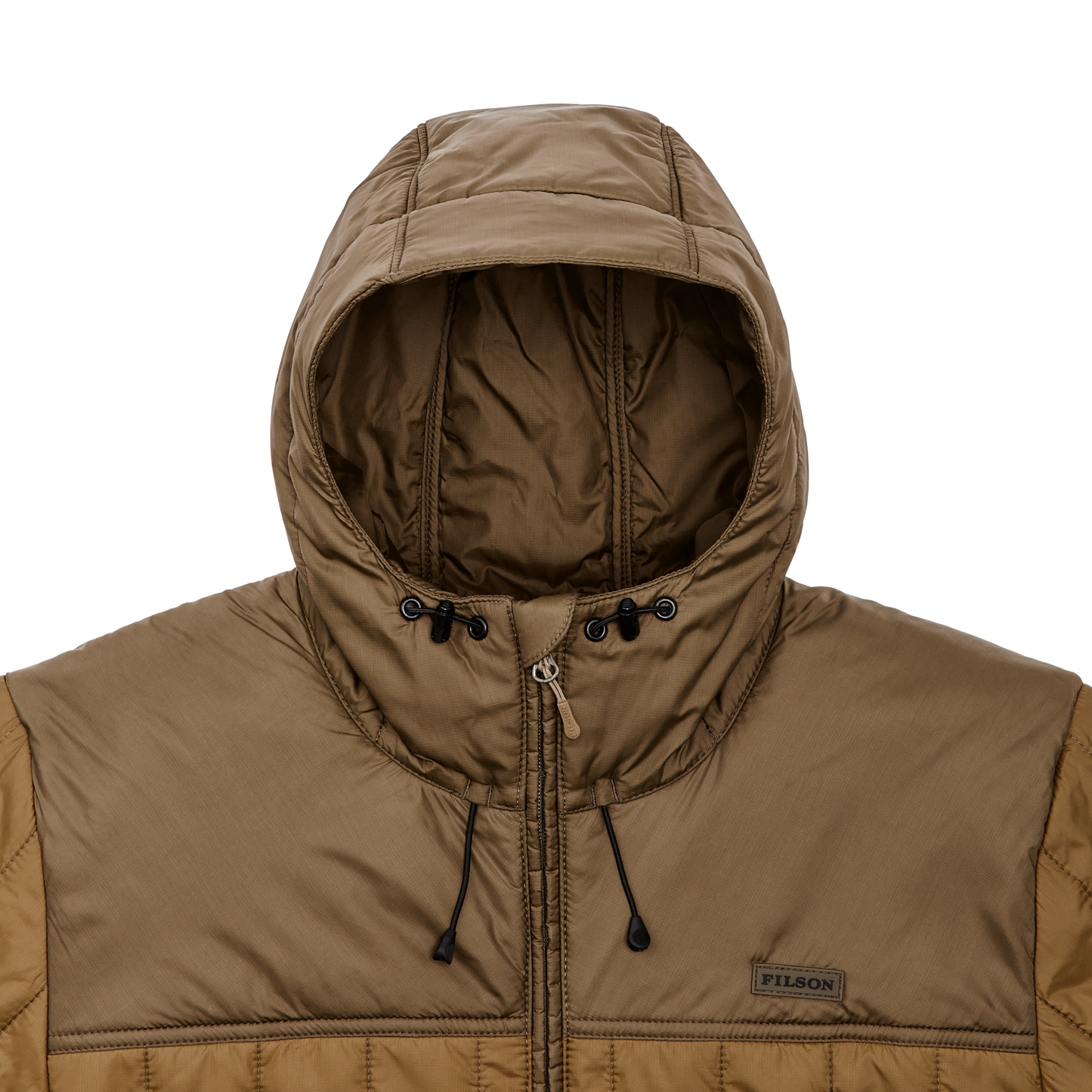 Alternate view of the Filson Ultralight Hooded Jacket - Gold Ochre / Beech