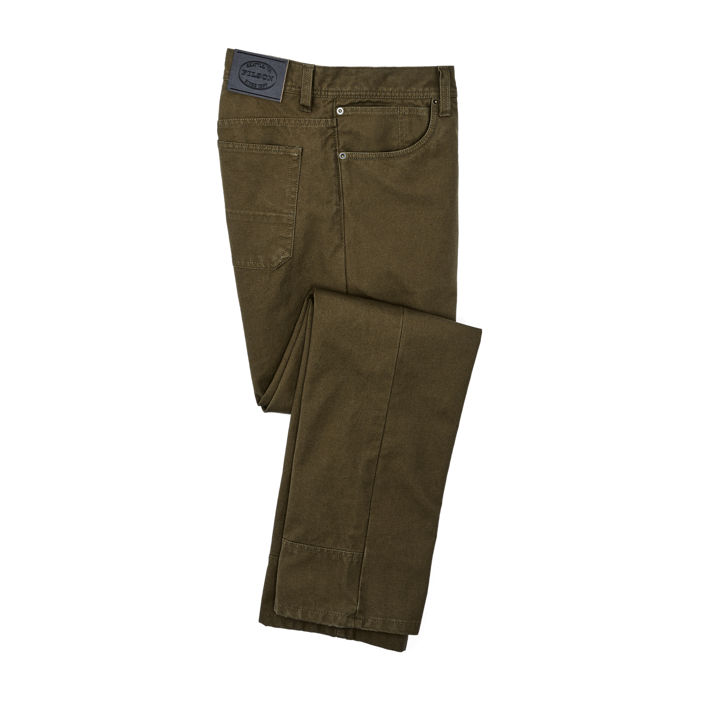 Front-facing image of the Filson Dry Tin Cloth 5-pocket Pants - Marsh Olive