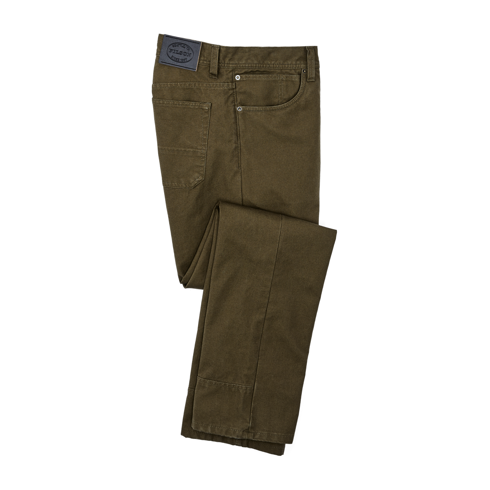 Front-facing image of the Filson Dry Tin Cloth 5-pocket Pants - Marsh Olive