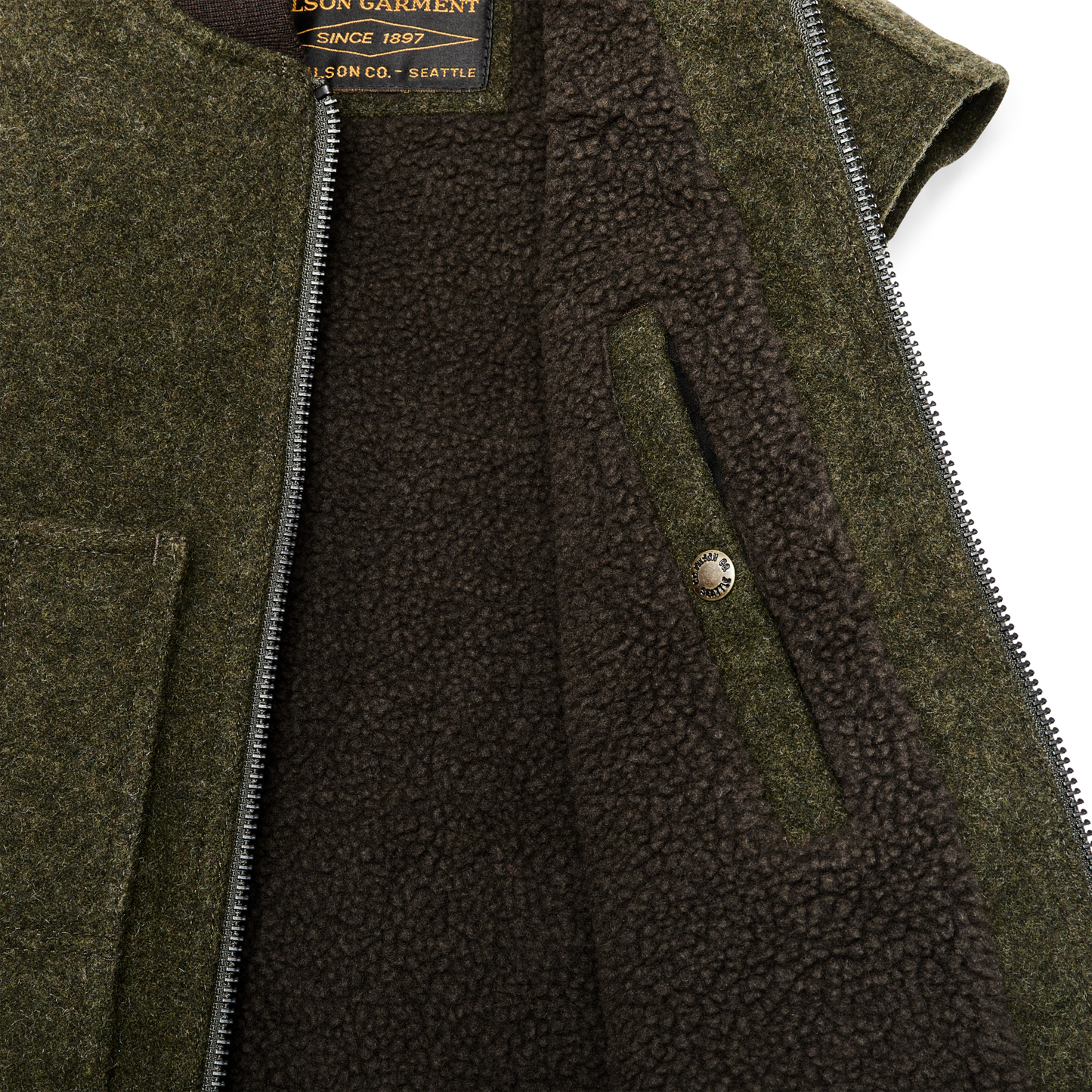 Alternate view of the Filson Lined Mackinaw Wool Work Vest - Forest Green