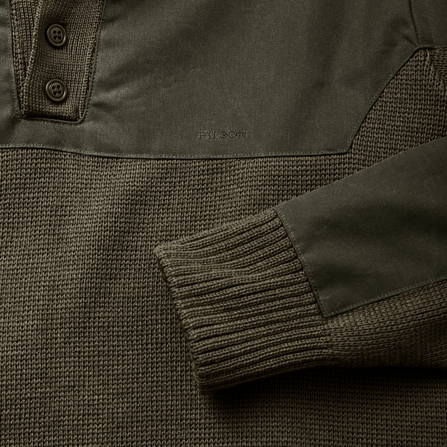 Alternate view of the Filson Henley Guide Sweater - Peat Green