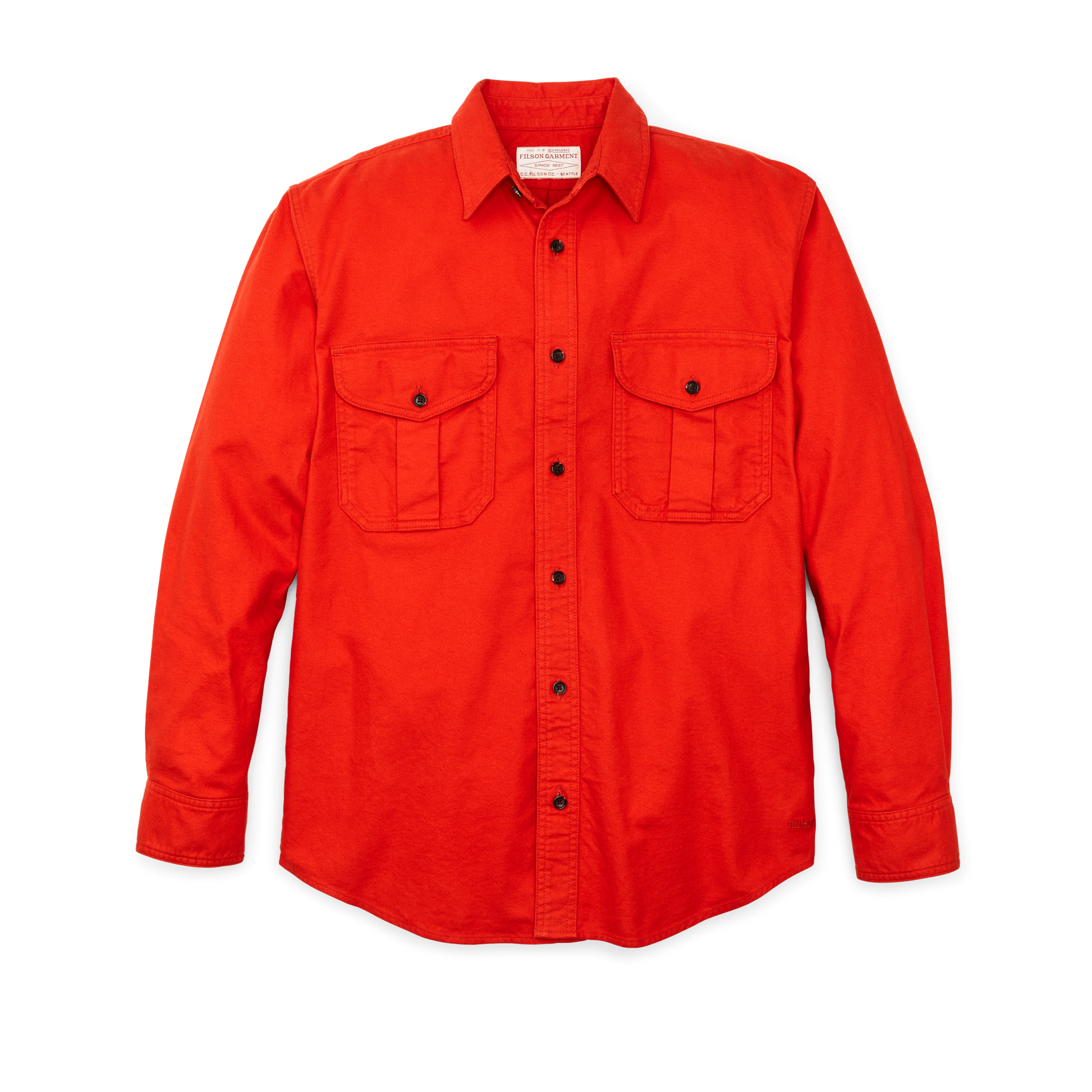 Front-facing image of the Filson Alaskan Guide Shirt - Dark Flame