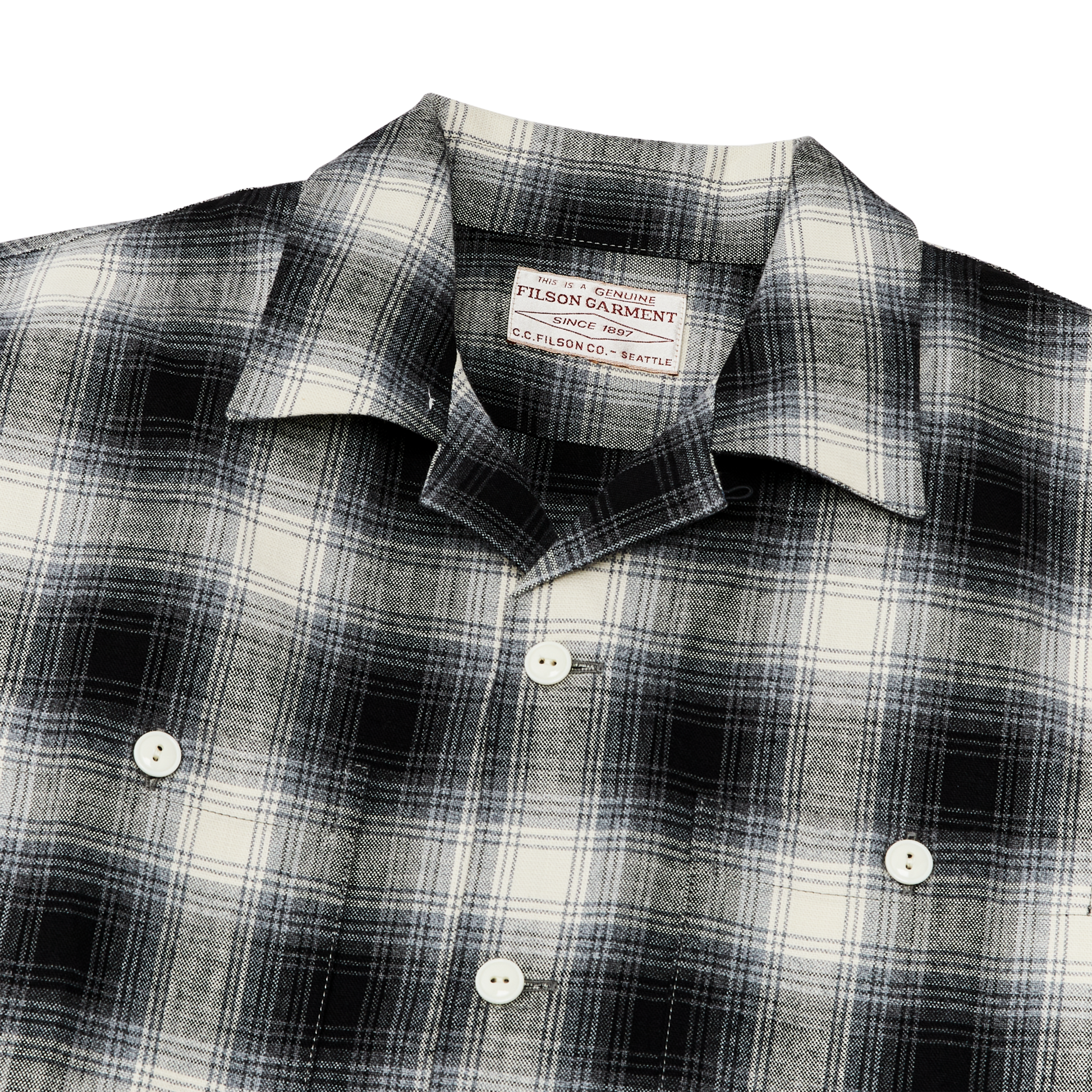 Alternate view of the Filson Elk Heights Camp Shirt - Black / Gray Shadow Plaid