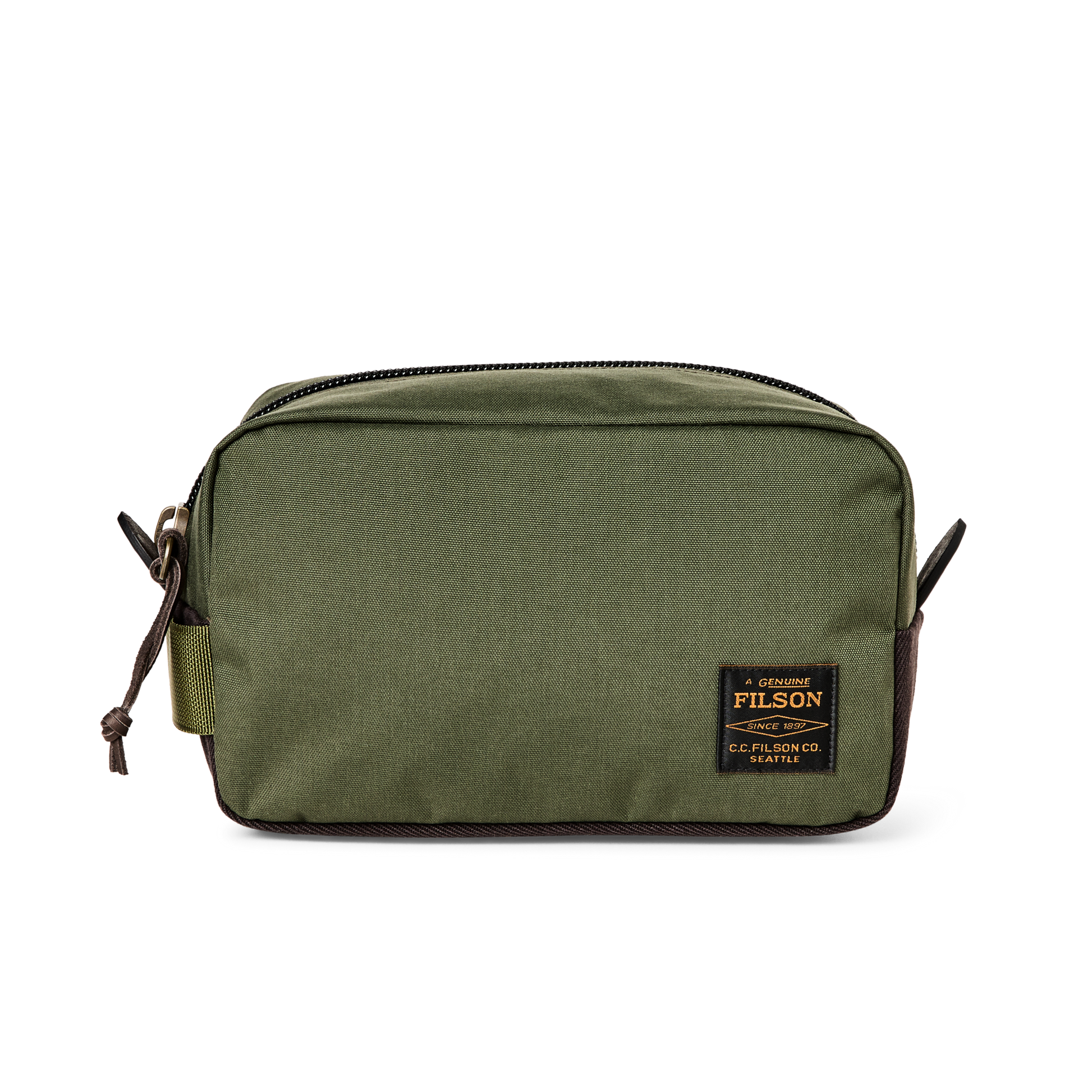 Front-facing image of the Filson Travel Pack - Otter Green