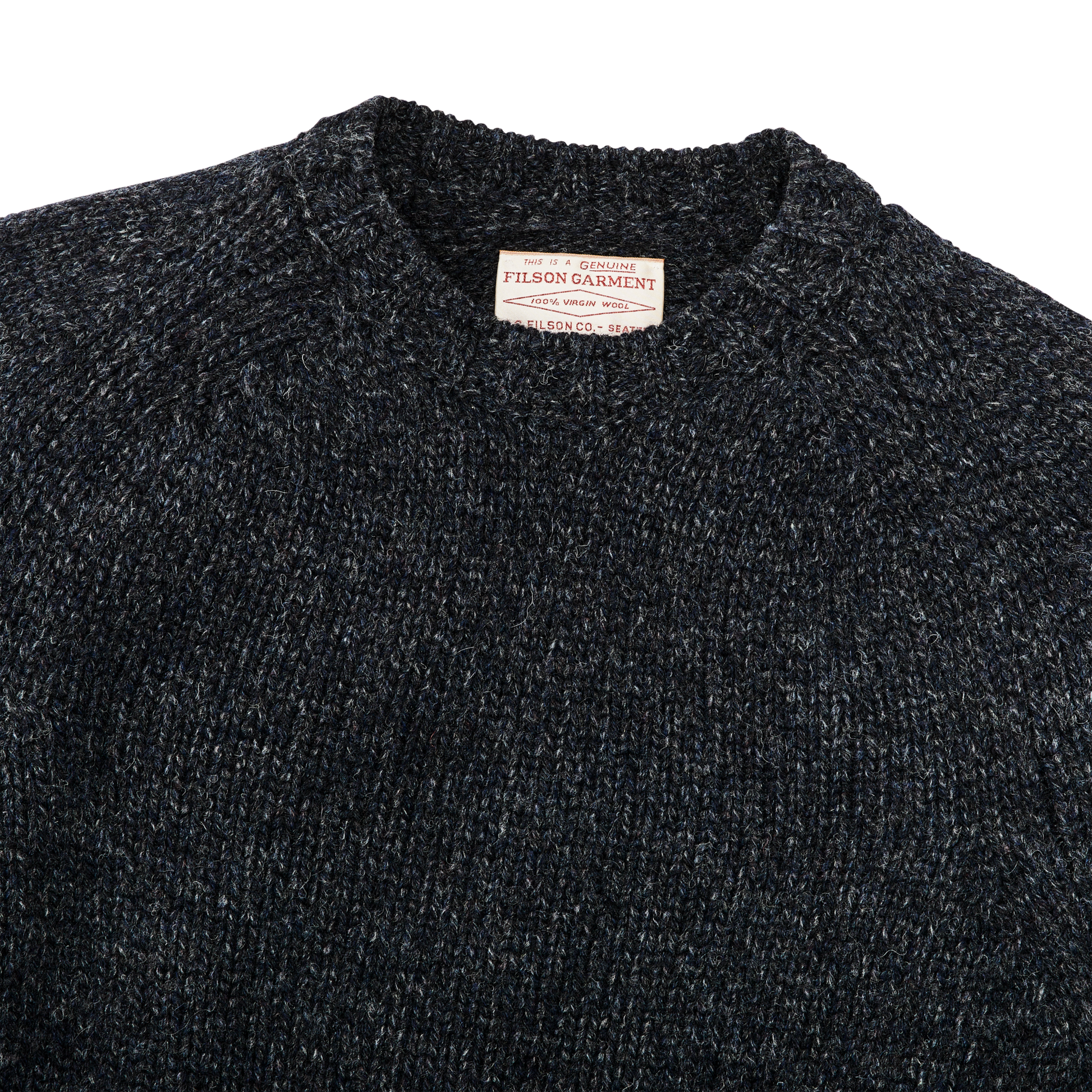 Alternate view of the Filson Heritage 3-gauge Wool Sweater - Slate / Navy Melange