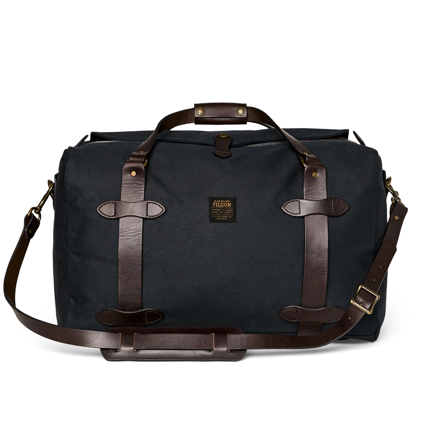 Front-facing image of the Filson Medium Rugged Twill Duffle Bag - Navy