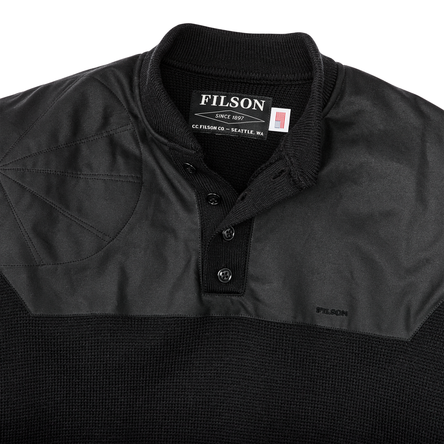 Alternate view of the Filson Henley Guide Sweater - Black