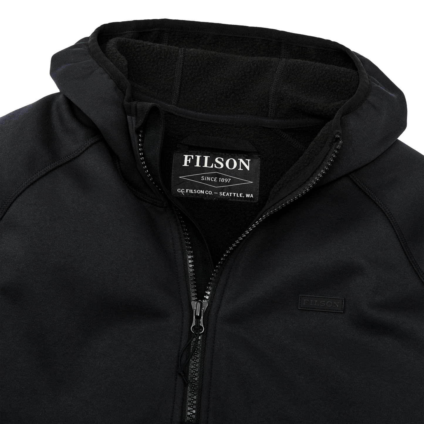 Alternate view of the Filson Granite Spire Fleece Pullover  - Black