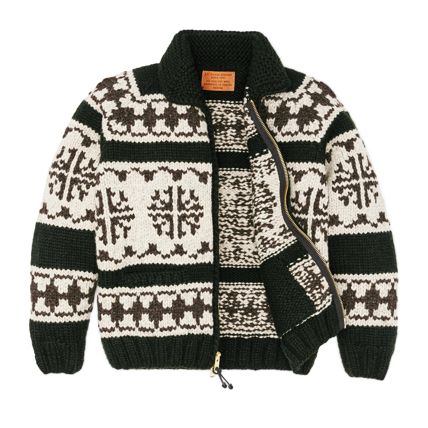 Alternate view of the Filson Handmade Full-zip Sweater - Forest / Nordic