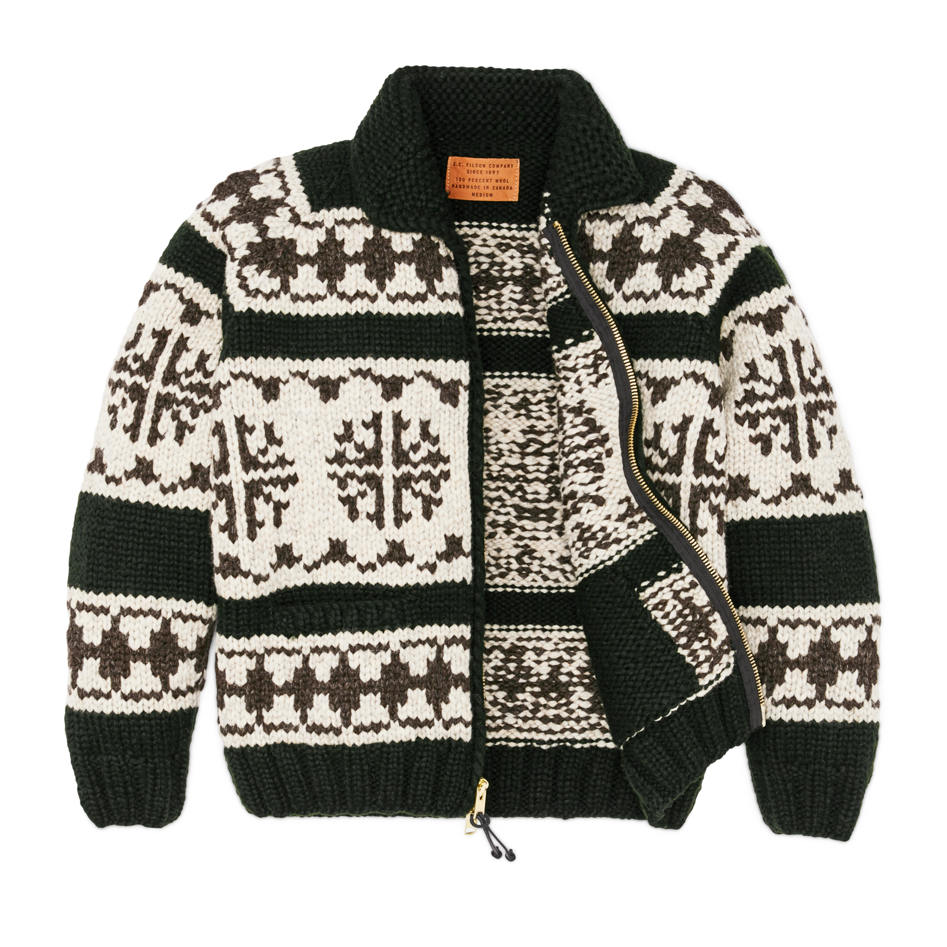 Alternate view of the Filson Handmade Full-zip Sweater - Forest / Nordic