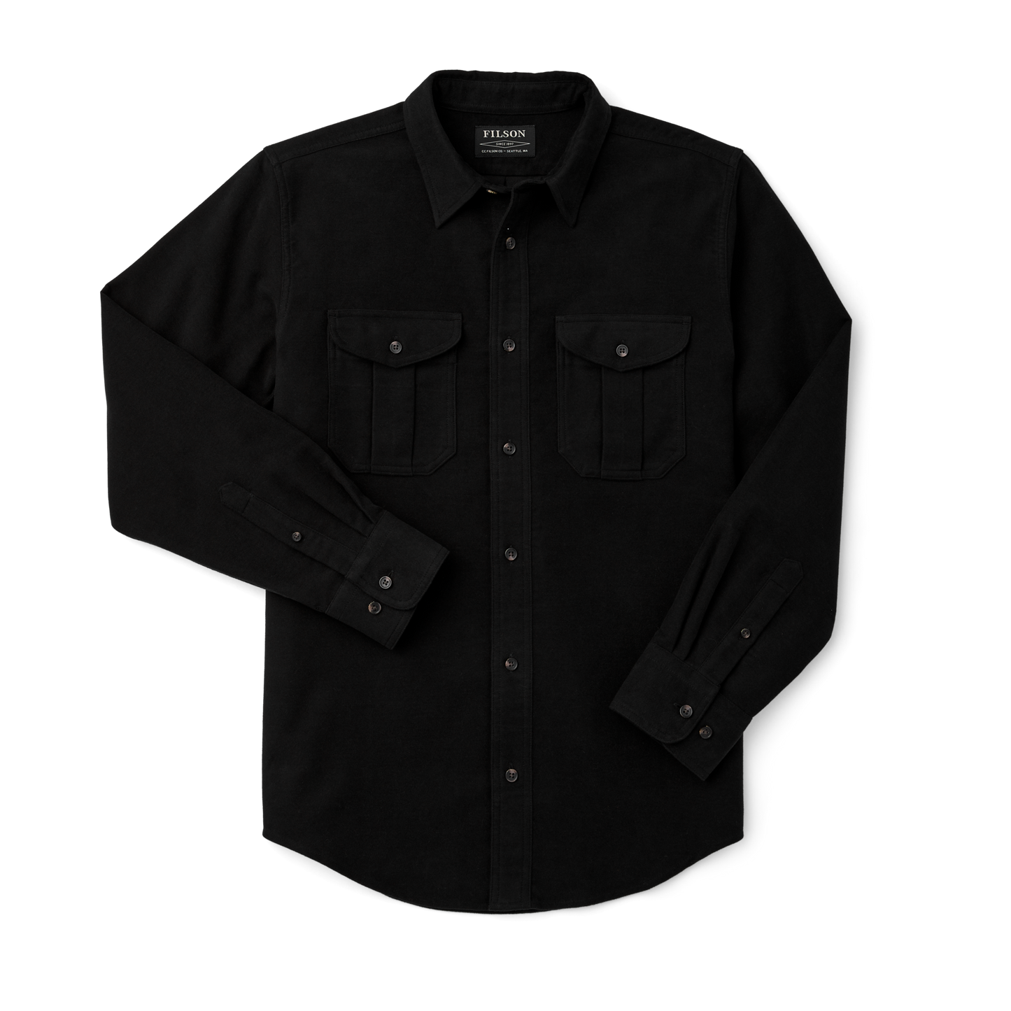 Front-facing image of the Filson Moleskin Seattle Shirt - Coal