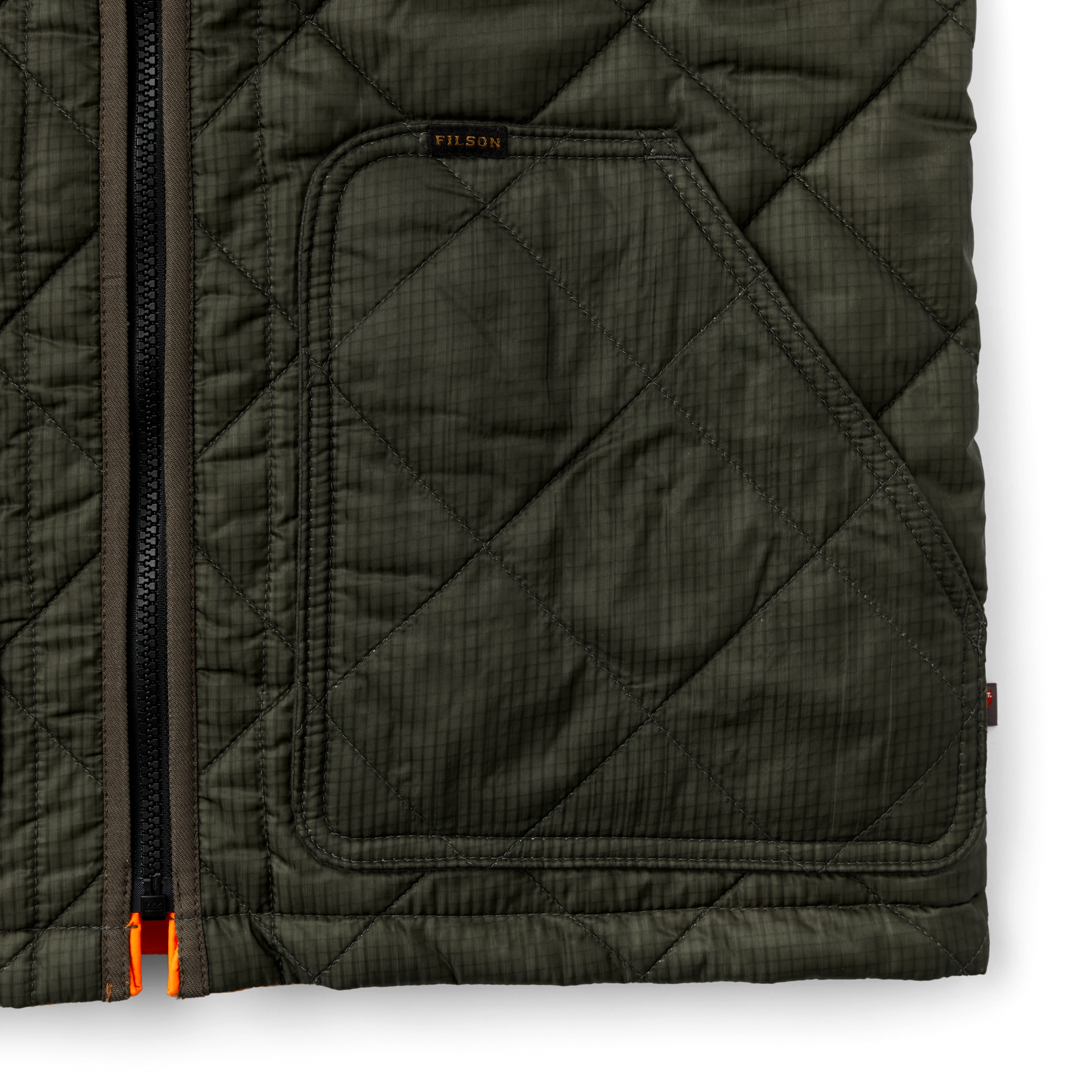 Alternate view of the Filson Eagle Plains Vest Liner - Surplus Green / Blaze