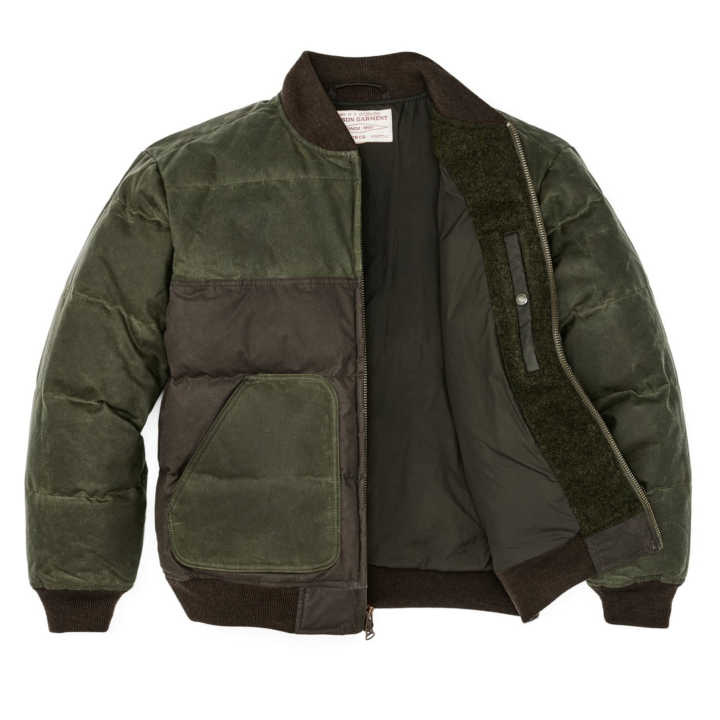 Alternate view of the Filson Down Bomber Jacket - Otter Green