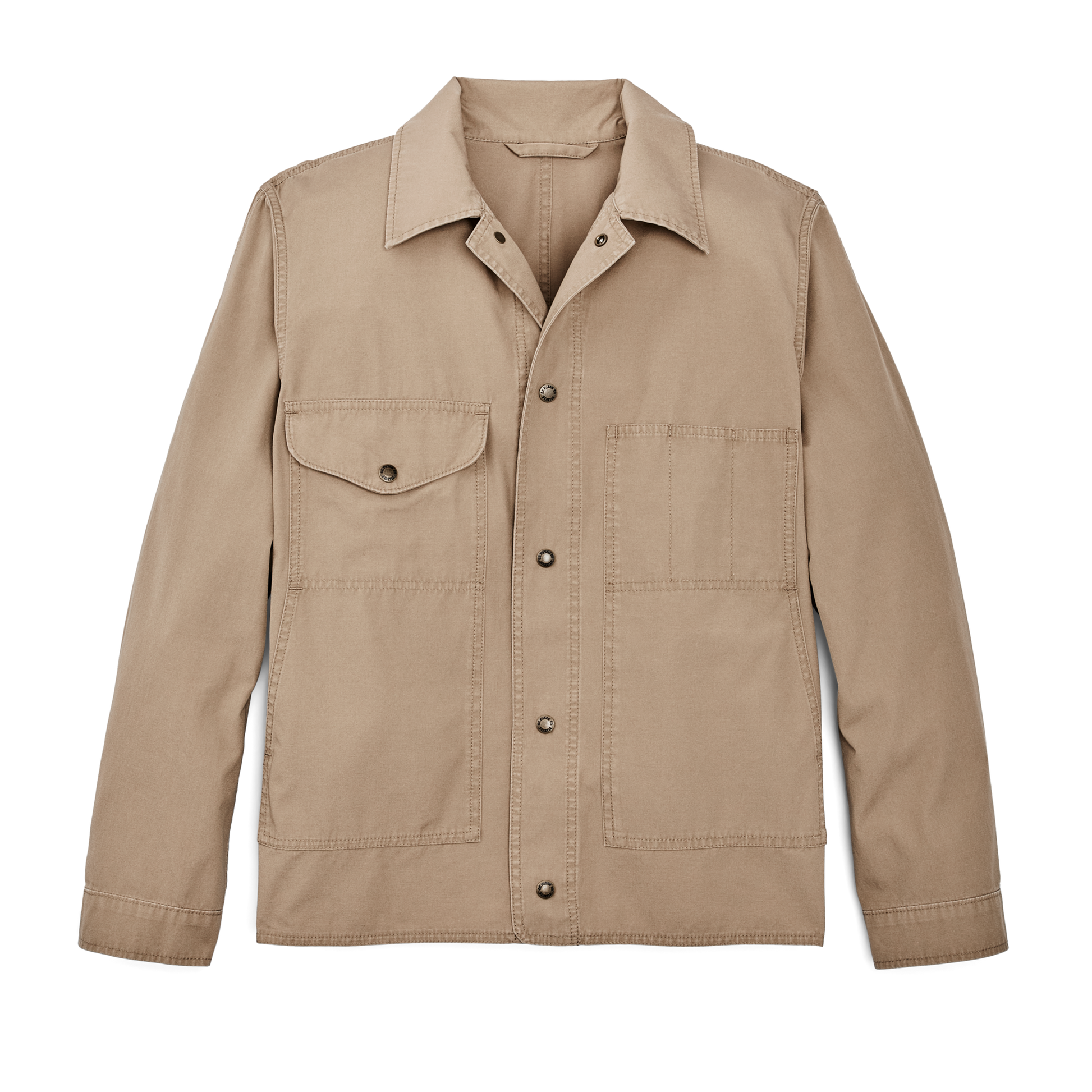 Front-facing image of the Filson Safari Cloth Jacket - Safari Khaki