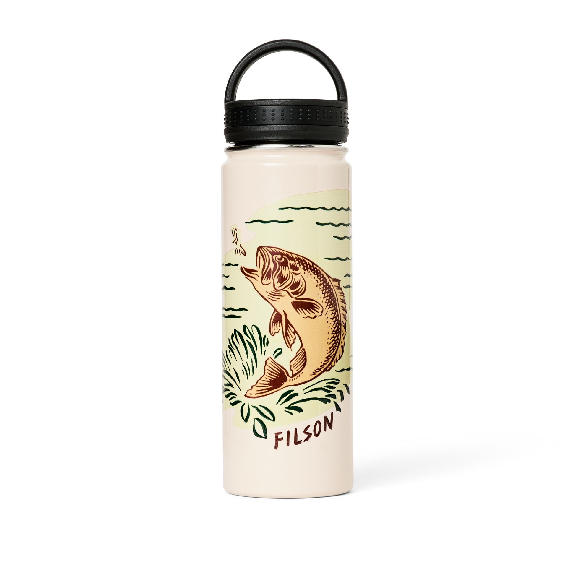 Front-facing image of the Filson Insulated Water Bottle - Safari / Fish