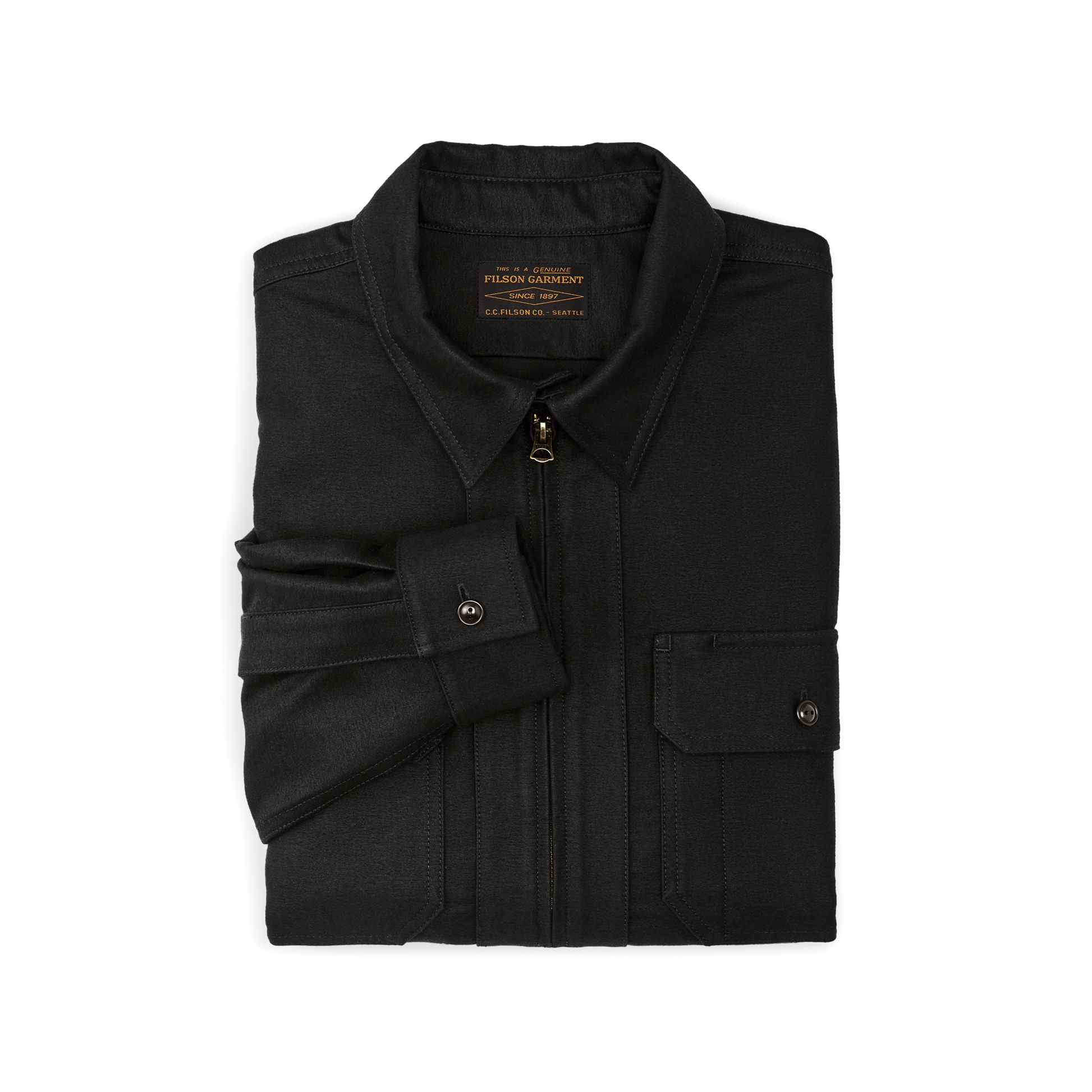 Alternate view of the Filson Moleskin Quarter Zip Shirt - Black