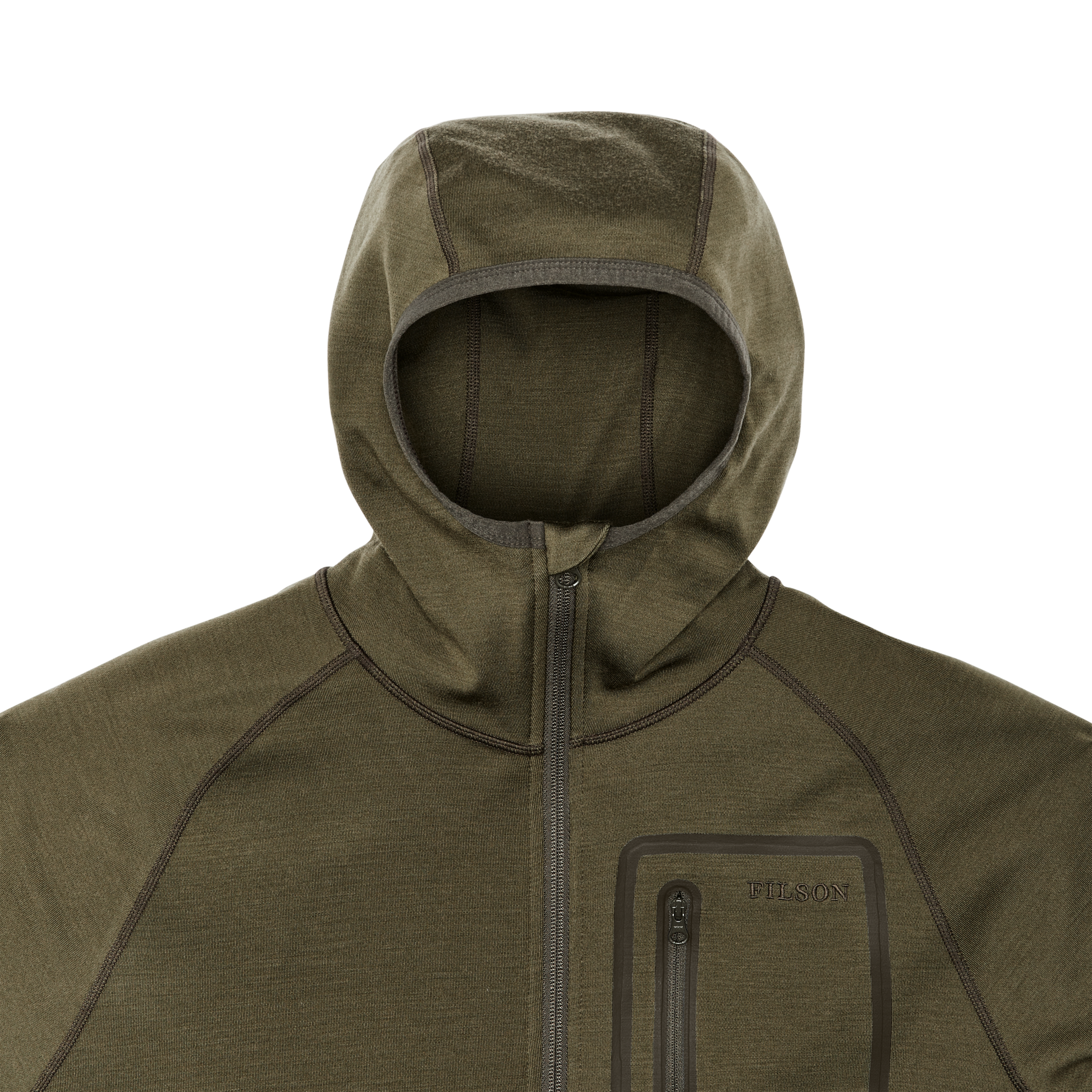 Alternate view of the Filson 400g Merino Wool Hoodie - Dark Olive