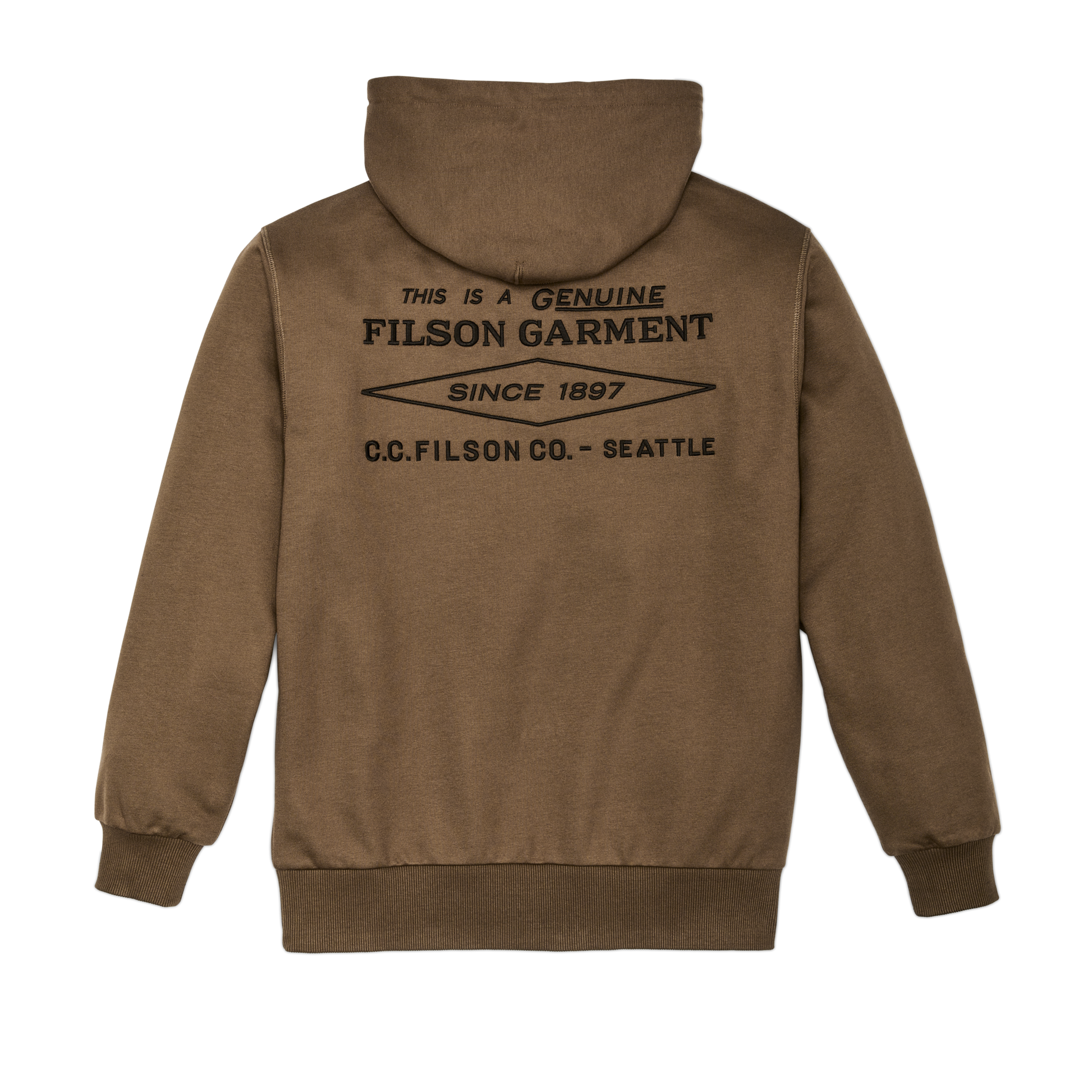 Alternate view of the Filson Prospector Embroidered Hoodie - Dark Tan Diamond