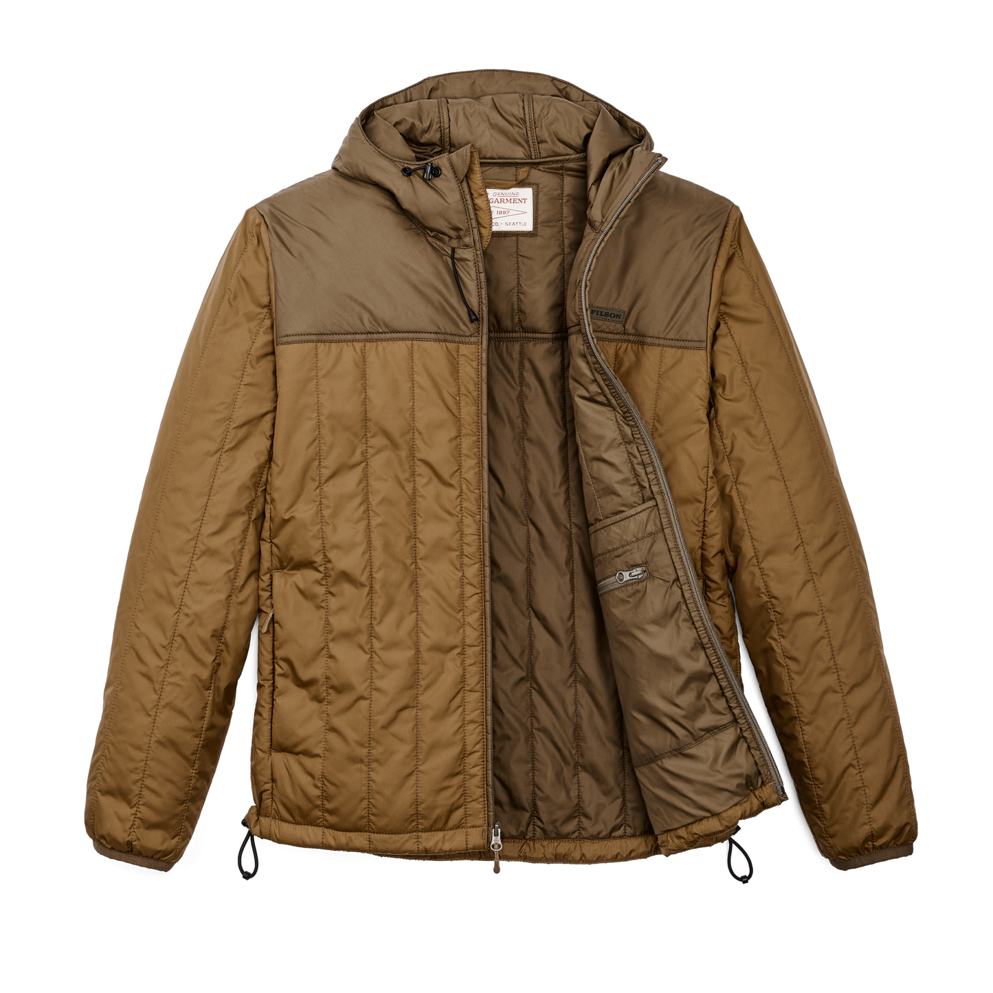 Alternate view of the Filson Ultralight Hooded Jacket - Gold Ochre / Beech