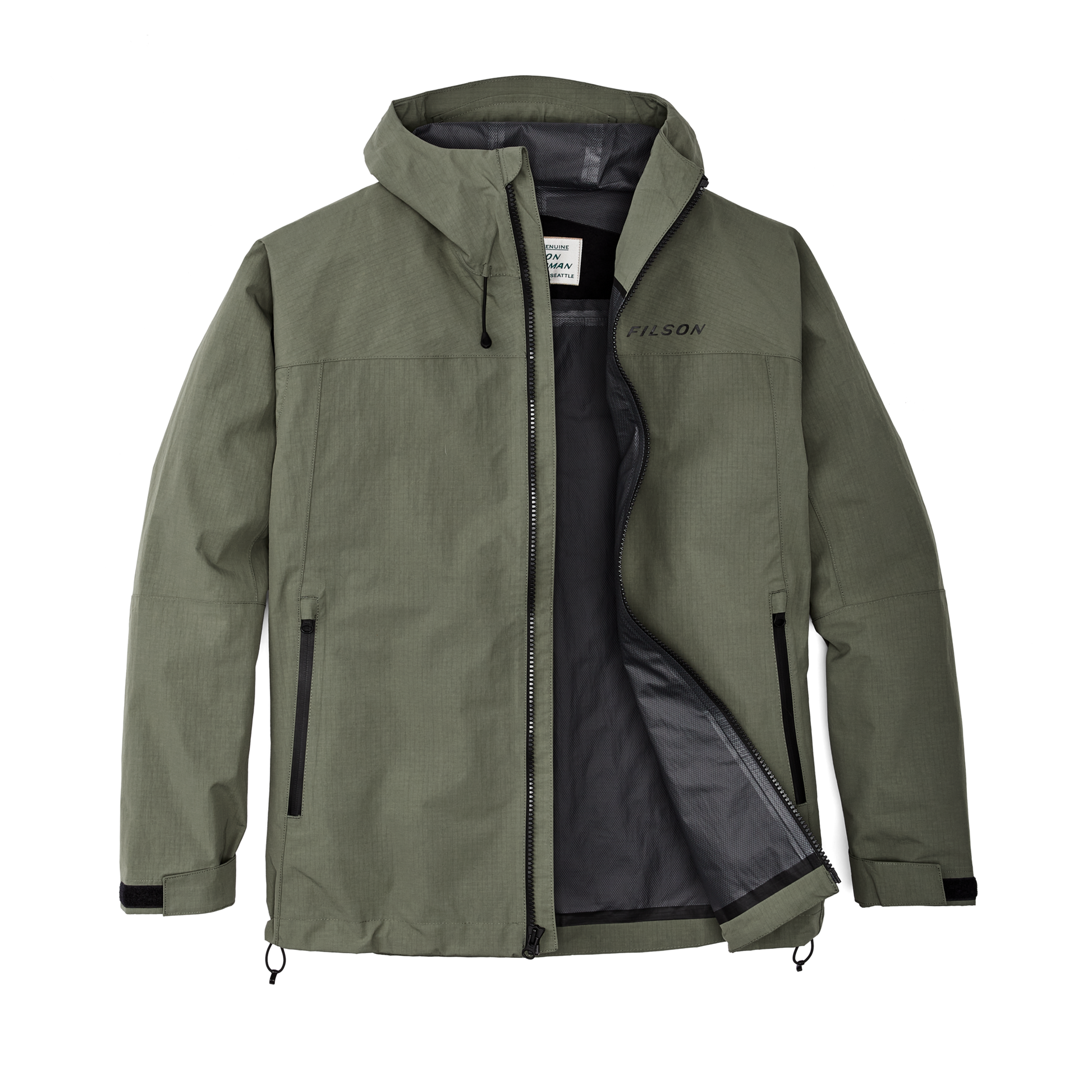 Alternate view of the Filson Swiftwater Rain Jacket - Service Green