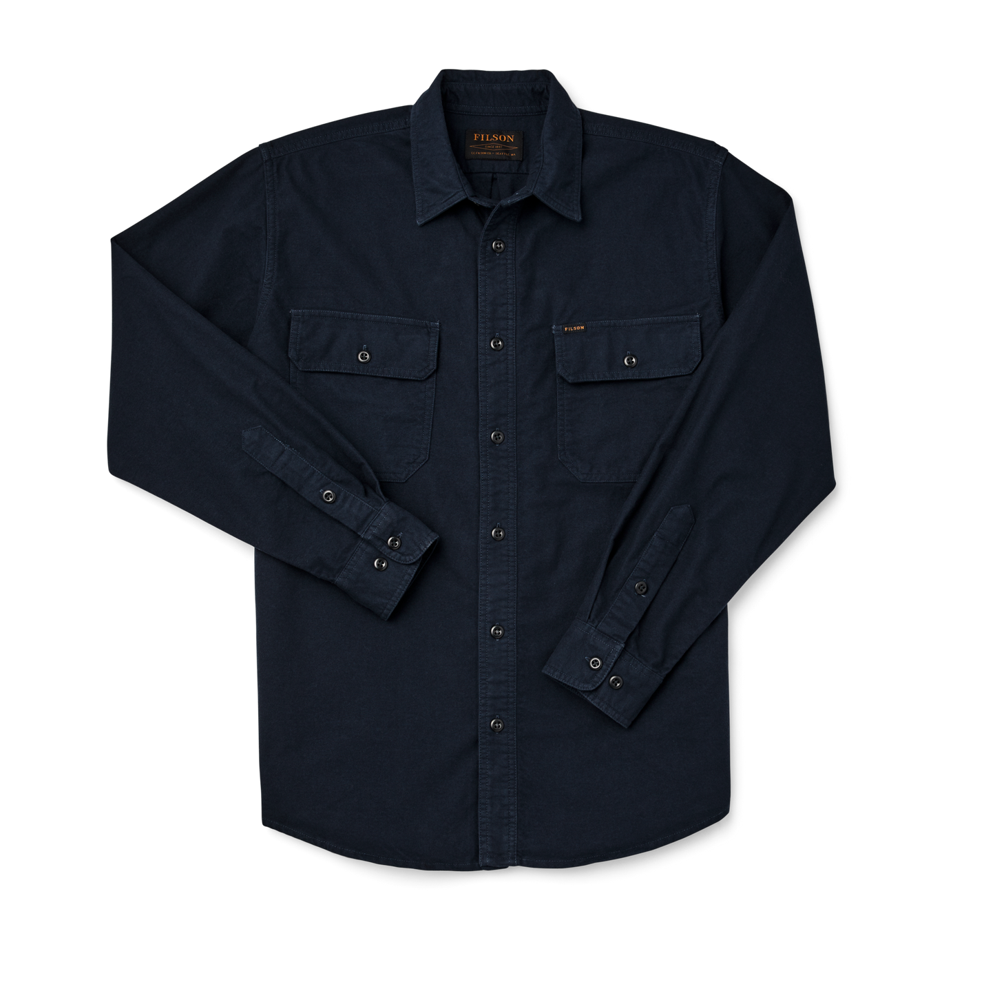 Front-facing image of the Filson Field Flannel Shirt - Night Blue