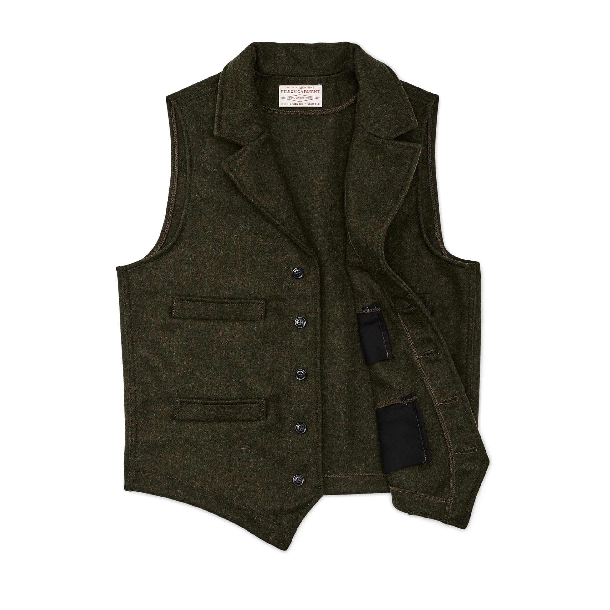 Alternate view of the Filson Western Vest - Forest Green