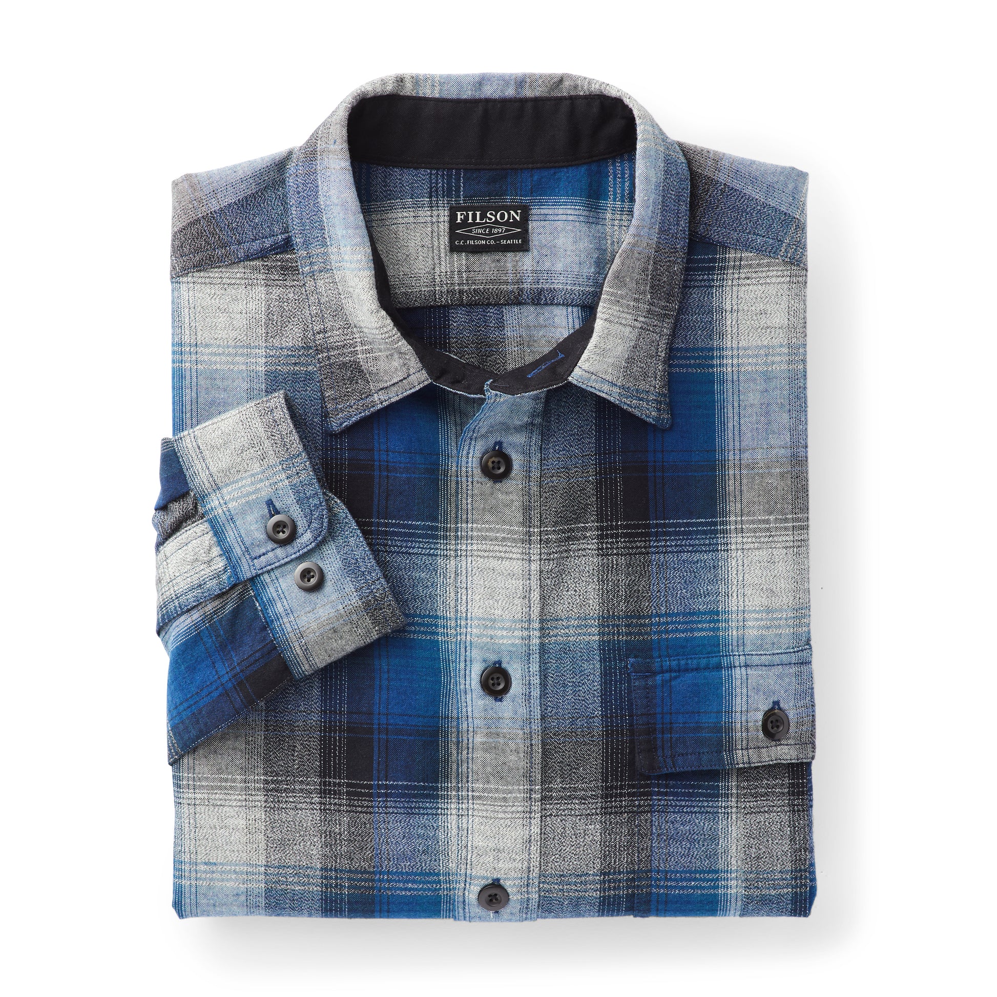 Rustic Oxford Shirt - Indigo/black/charcoal Plaid