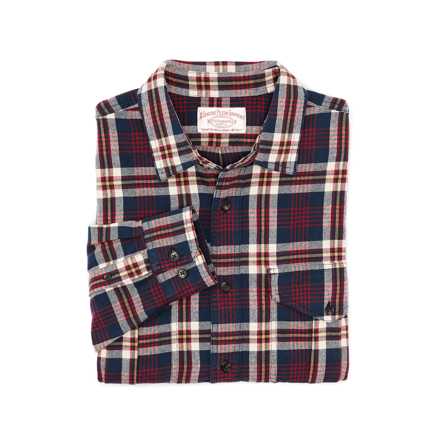 Alternate view of the Filson Lightweight Alaskan Guide Shirt - Navy / Red / White Plaid