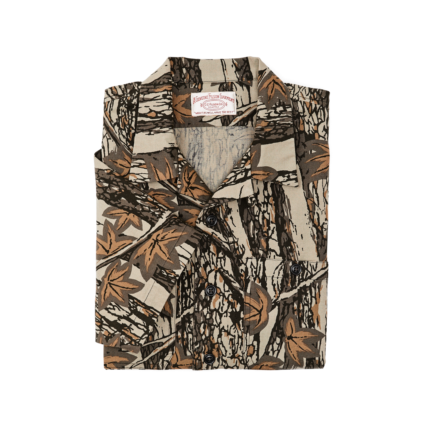 Alternate view of the Filson Rustic Short Sleeve Camp Shirt - Maple Bark Camo / Tan