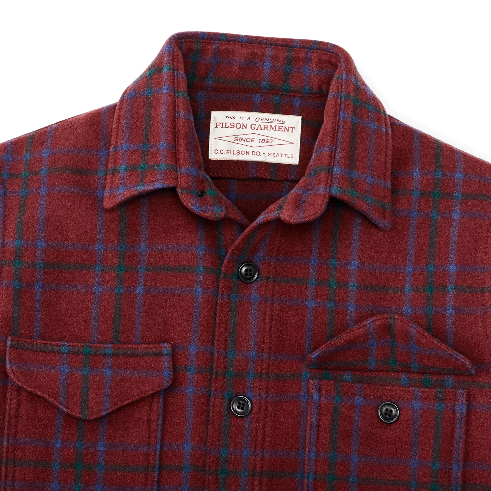 Alternate view of the Filson Seattle Wool Jac-shirt - Deep Red Blue Green