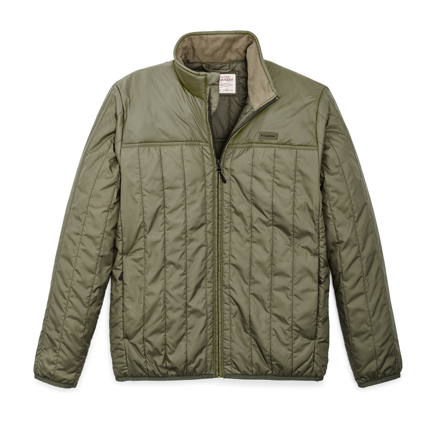 Front-facing image of the Filson Ultralight Jacket - Winter Moss