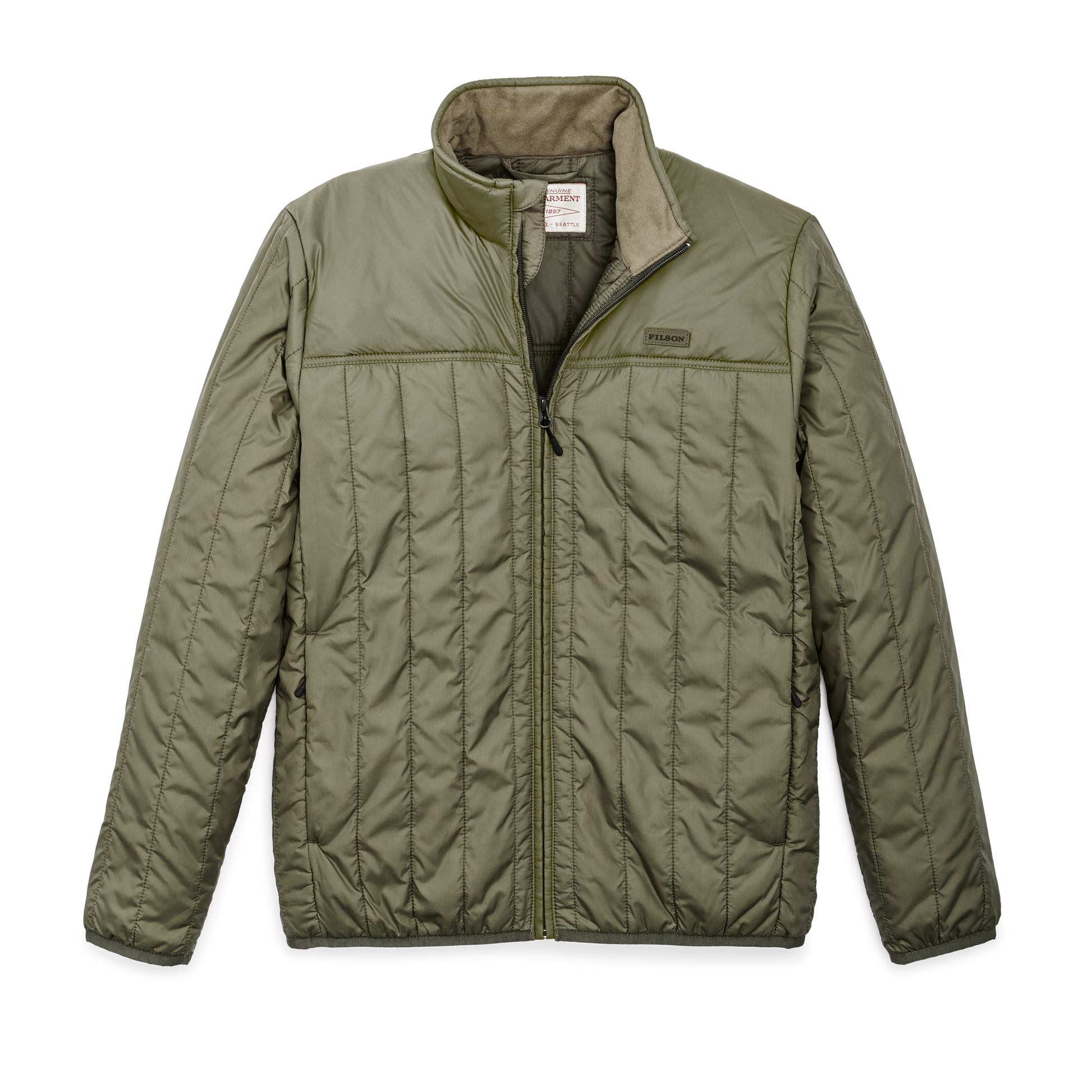 Front-facing image of the Filson Ultralight Jacket - Winter Moss