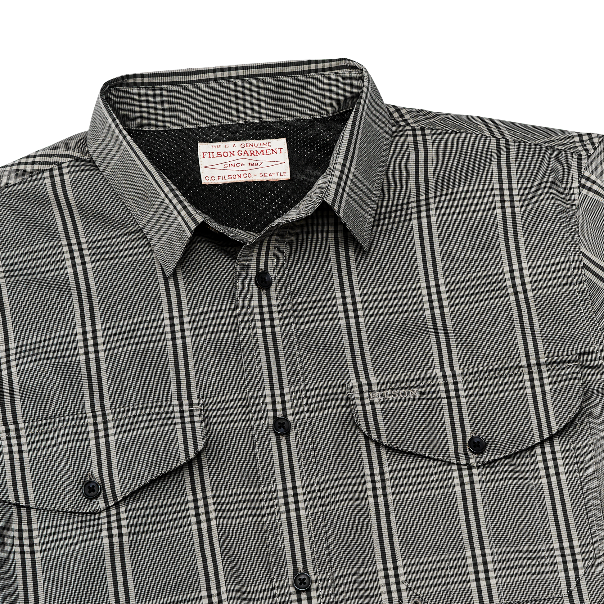 Alternate view of the Filson Twin Lakes Short Sleeve Sport Shirt - Gravel Gray Plaid